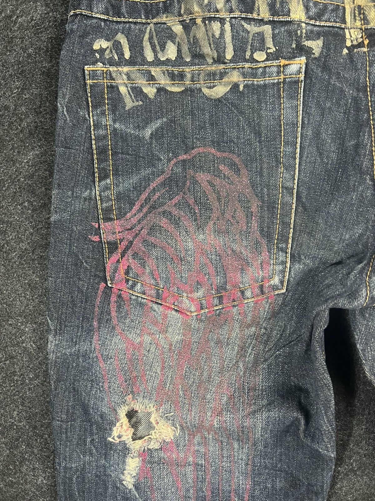 If Six Was Nine Sorridere Lightning Whiskered Distressed Fade Flare Jeans Size US 30 / EU 46 - 6 Thumbnail