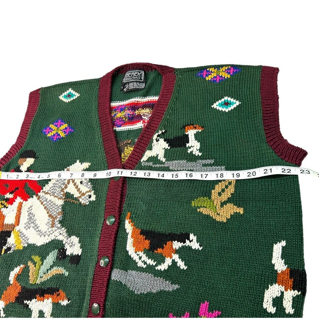 Other Vintage 1989 Berek Equestrian Hand-Knit Sweater Vest Cardiga Size L / US 10 / IT 46 - 4 Thumbnail