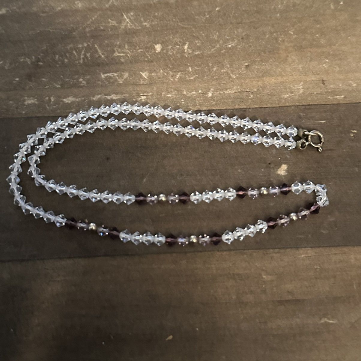 Vintage Vintage clear, pink and purple crystal bead necklace Size ONE SIZE - 3 Thumbnail