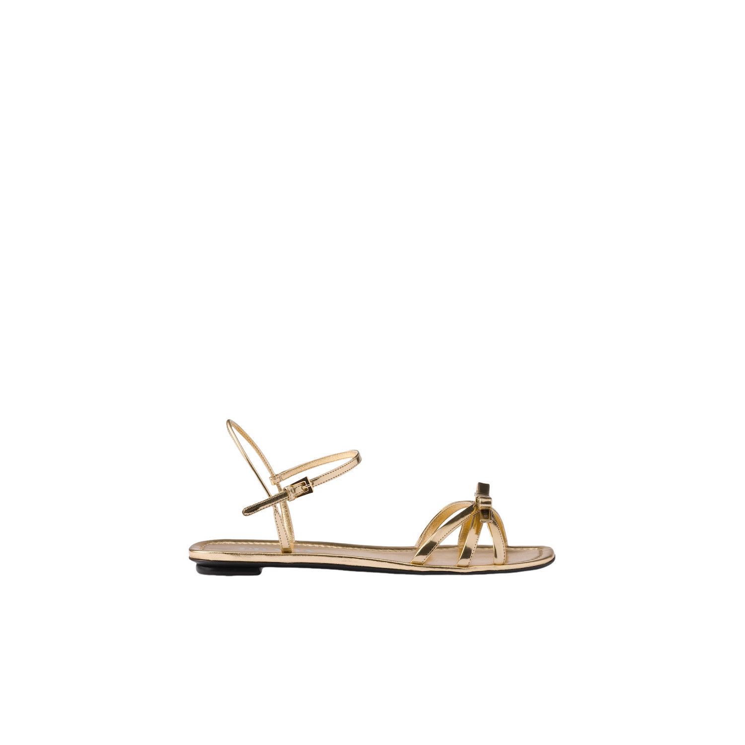 Prada PRADA $1100 Platinum Flat metallic leather sandals New & Aut Size US 6 / IT 36 - 2 Thumbnail