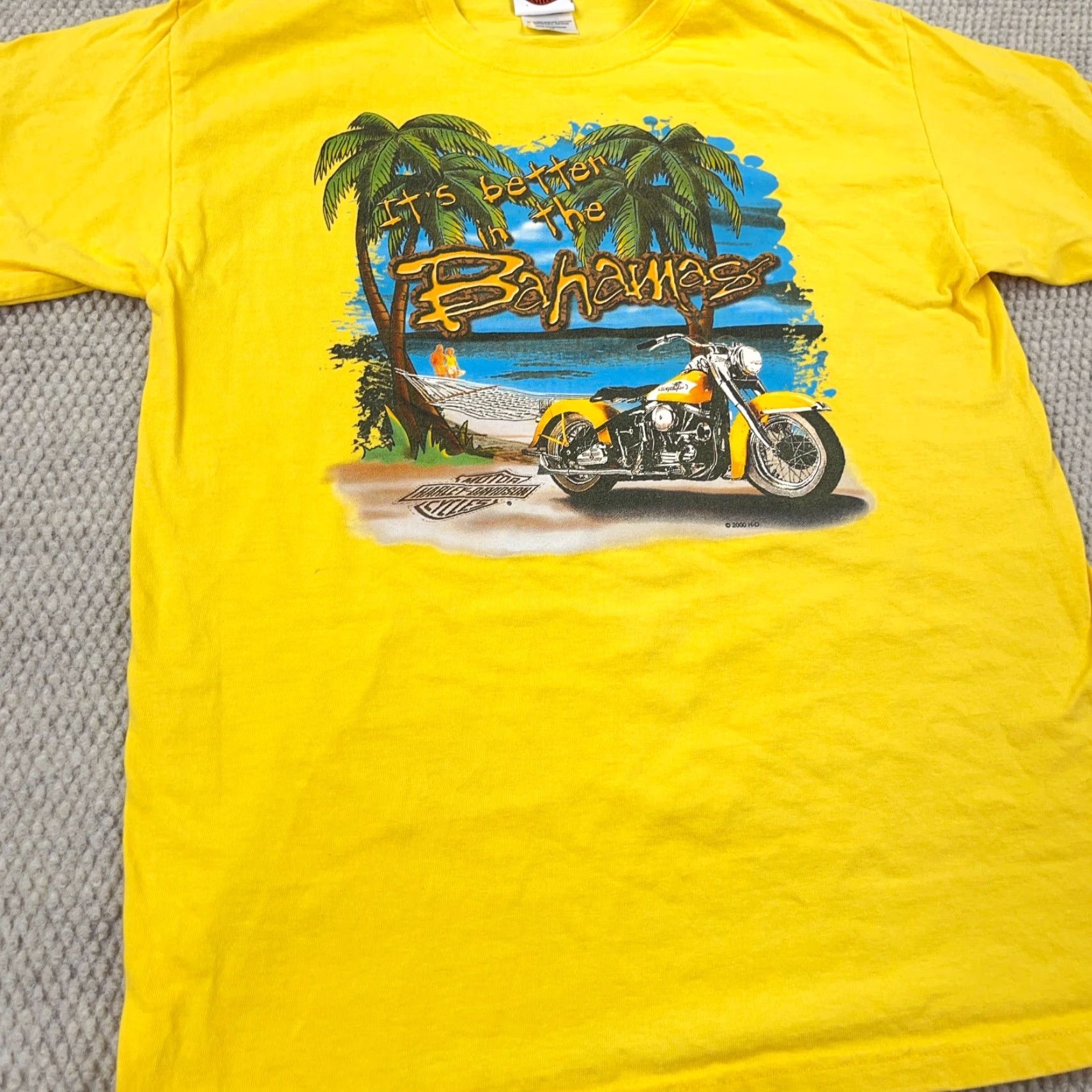 Harley Davidson VINTAGE Harley-Davidson Shirt Men M Yellow Bahamas Tee Biker Motorcycle Y2K Size US M / EU 48-50 / 2 - 6 Thumbnail