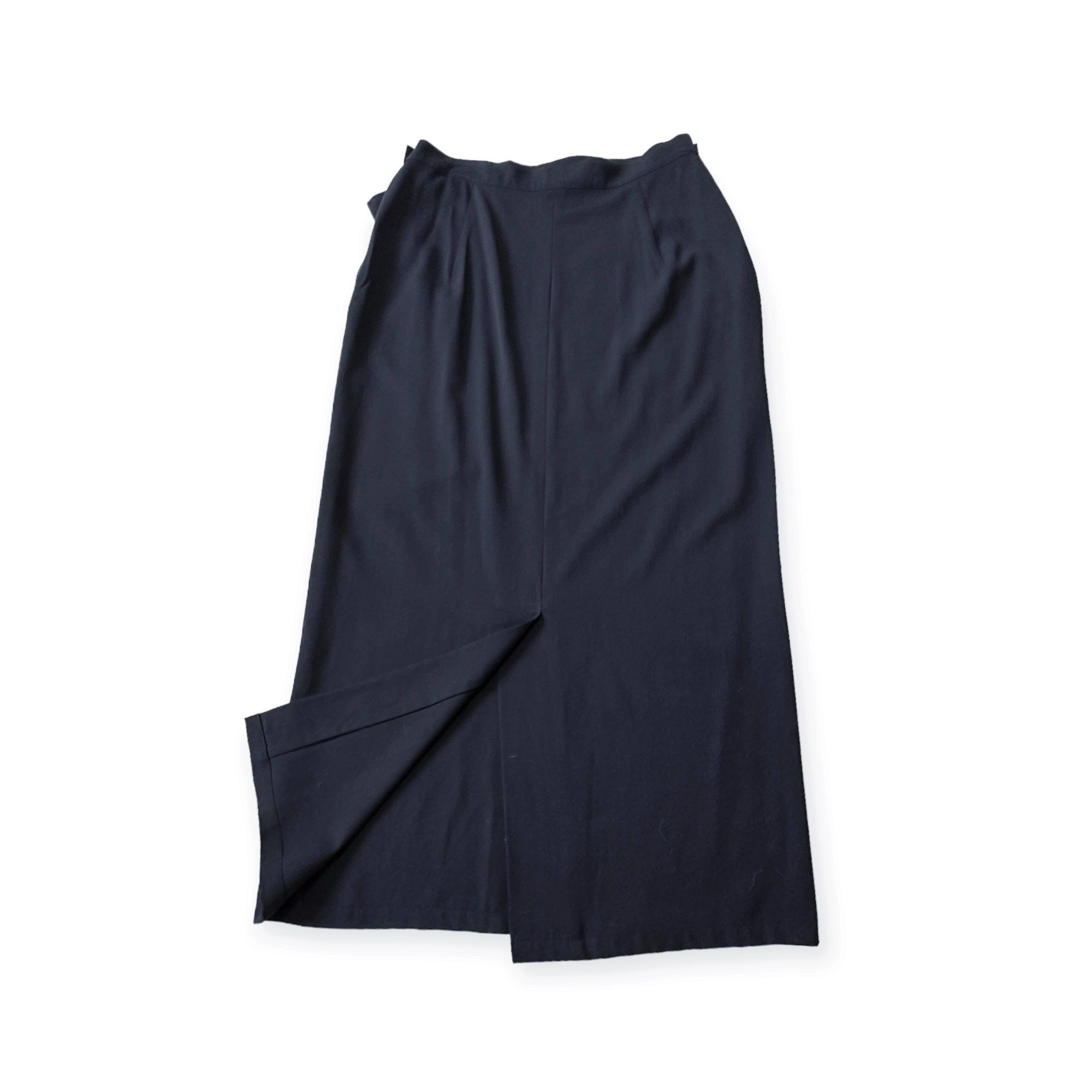 Y's Vintage 90s, Y’s Yohji Yamamoto Dark Navy wool midi skirt, S Size 28" / US 6 / IT 42 - 7 Thumbnail