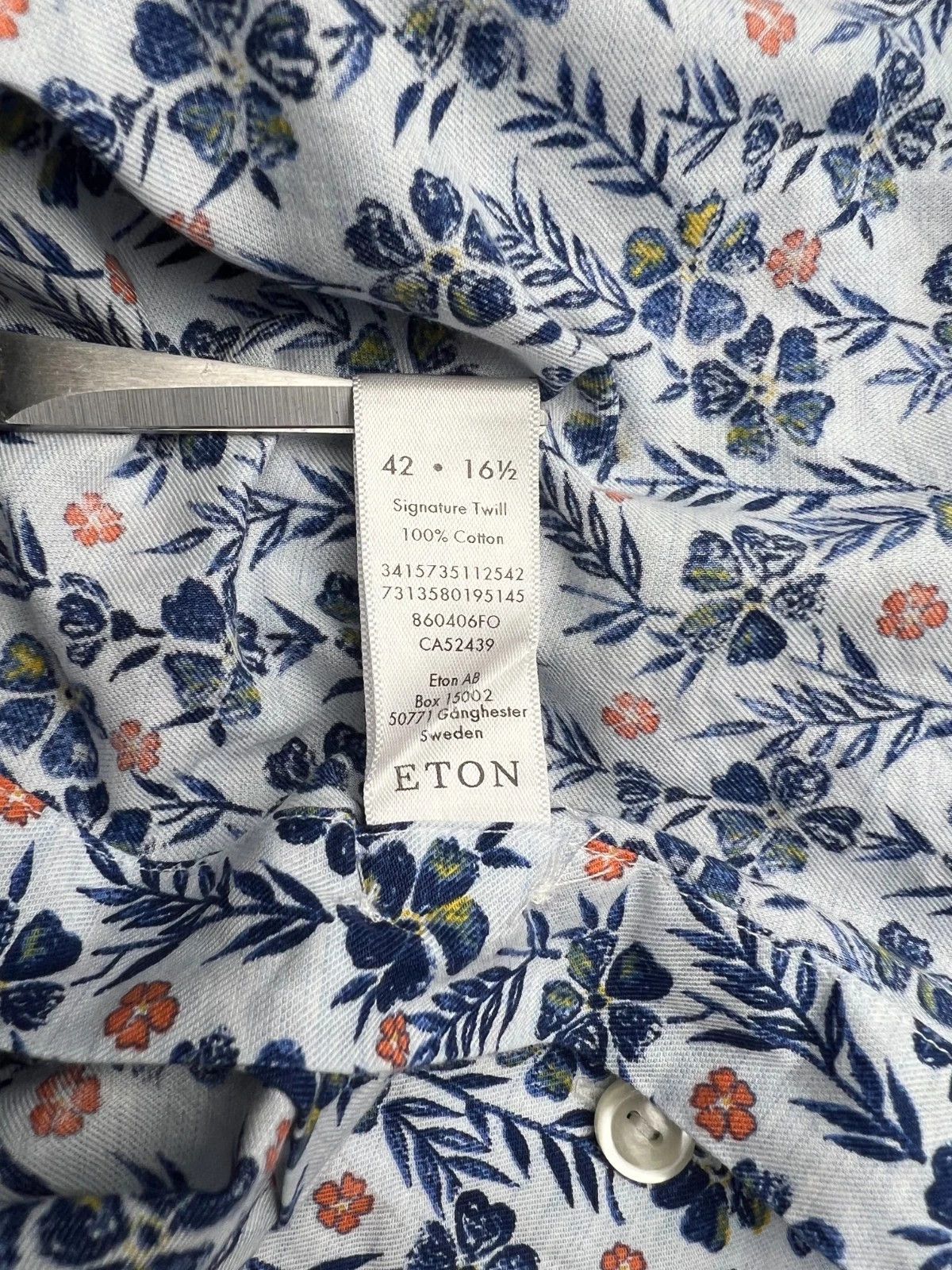 Eton Eton Floral Printed Button Up Long Sleeve Slim Shirt Size US L / EU 52-54 / 3 - 11 Thumbnail