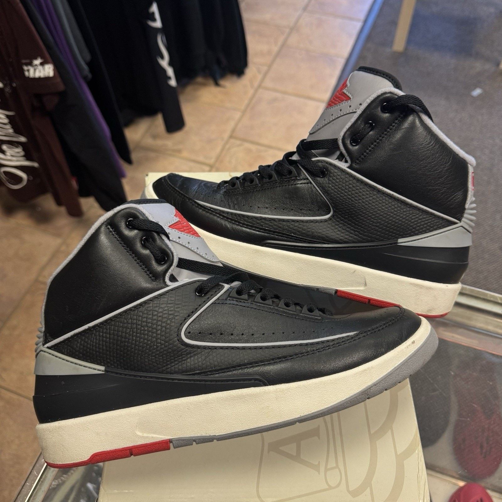 Jordan Brand Size 11-Air Jordan 2 Retro Sneakers Black Cement Gray Red Size US 11 / EU 44 - 1 Thumbnail