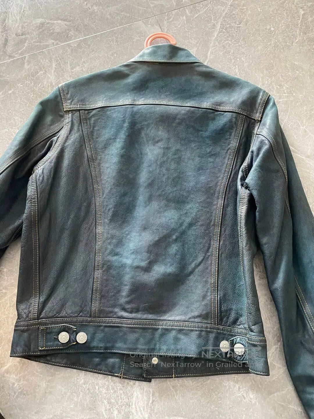 RRL Ralph Lauren women's blue dye leather jacket. Size XS / US 0-2 / IT 36-38 - 6 Thumbnail
