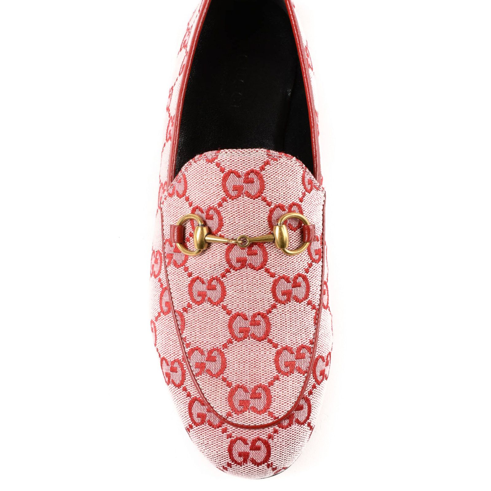 Gucci Gucci New Jordaan Hibiscus Red GG Logo Canvas Horsebit Size US 6 / IT 36 - 8 Thumbnail