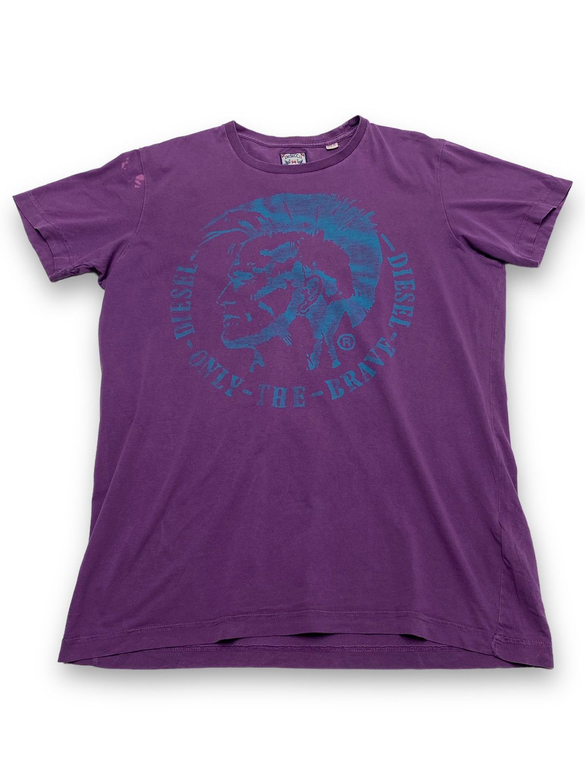 Diesel Vintage DIESEL Big Logo Punk Head Purple T Shirt Size US L / EU 52-54 / 3 - 1 Thumbnail