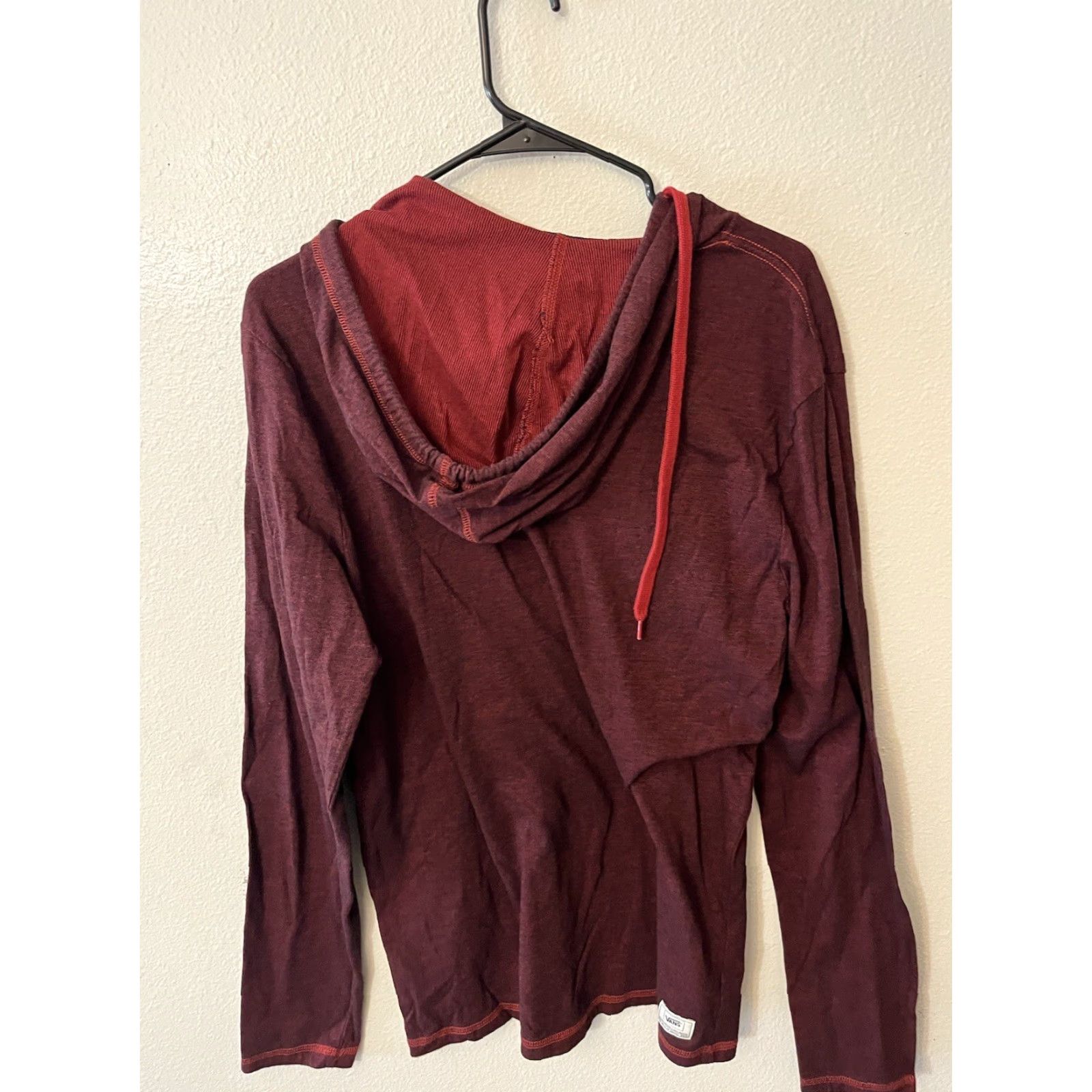 Vans Vans Off the Wall Hoodie Mens XL Burgundy Cotton Pullover Knitt Logo Pockets Skater Casual Vintage No Size US XL / EU 56 / 4 - 3 Thumbnail