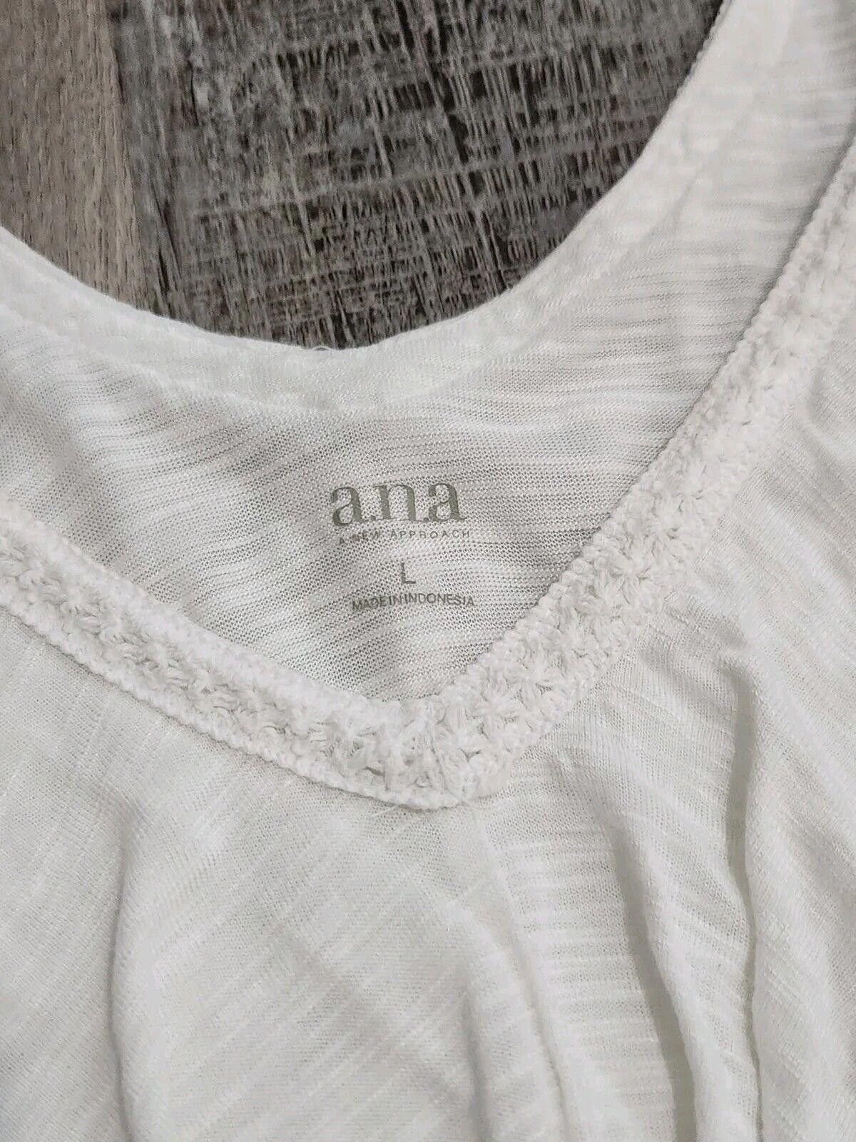 Designer Ana Top Large White V Neck Flowy Shirt Blouse Lightweight Size L / US 10 / IT 46 - 3 Thumbnail