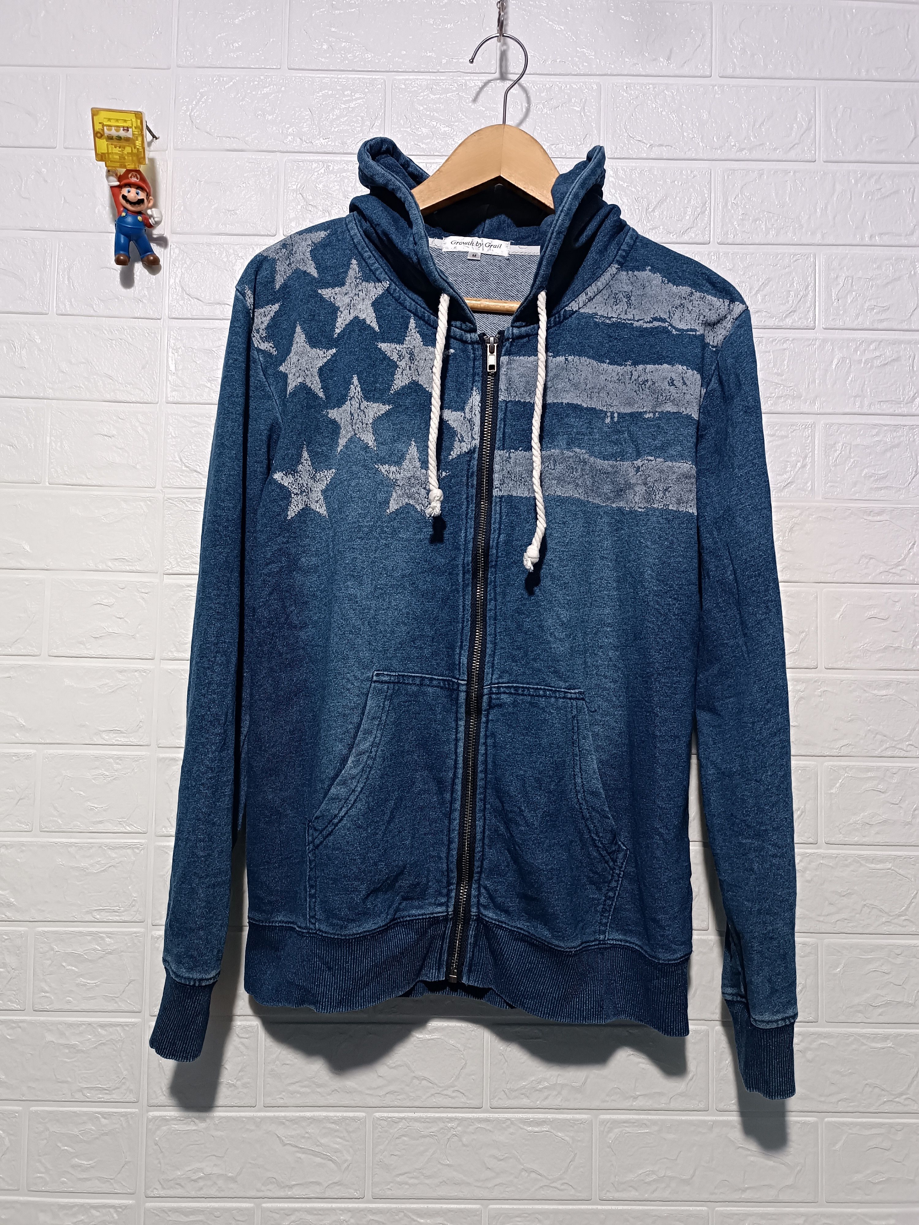 Japanese Brand Vintage Indigo Wash Hoodie Sweater American Flag Size US M / EU 48-50 / 2 - 1 Thumbnail