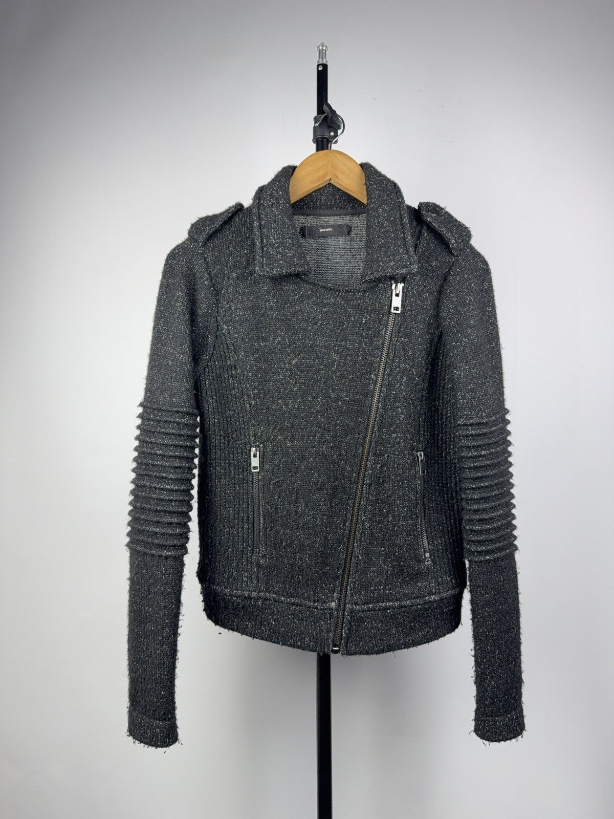 Diesel Luxury Diesel Wool Moto Knit Jacket Asymmetrical Zip Biker Size M / US 6-8 / IT 42-44 - 1 Thumbnail