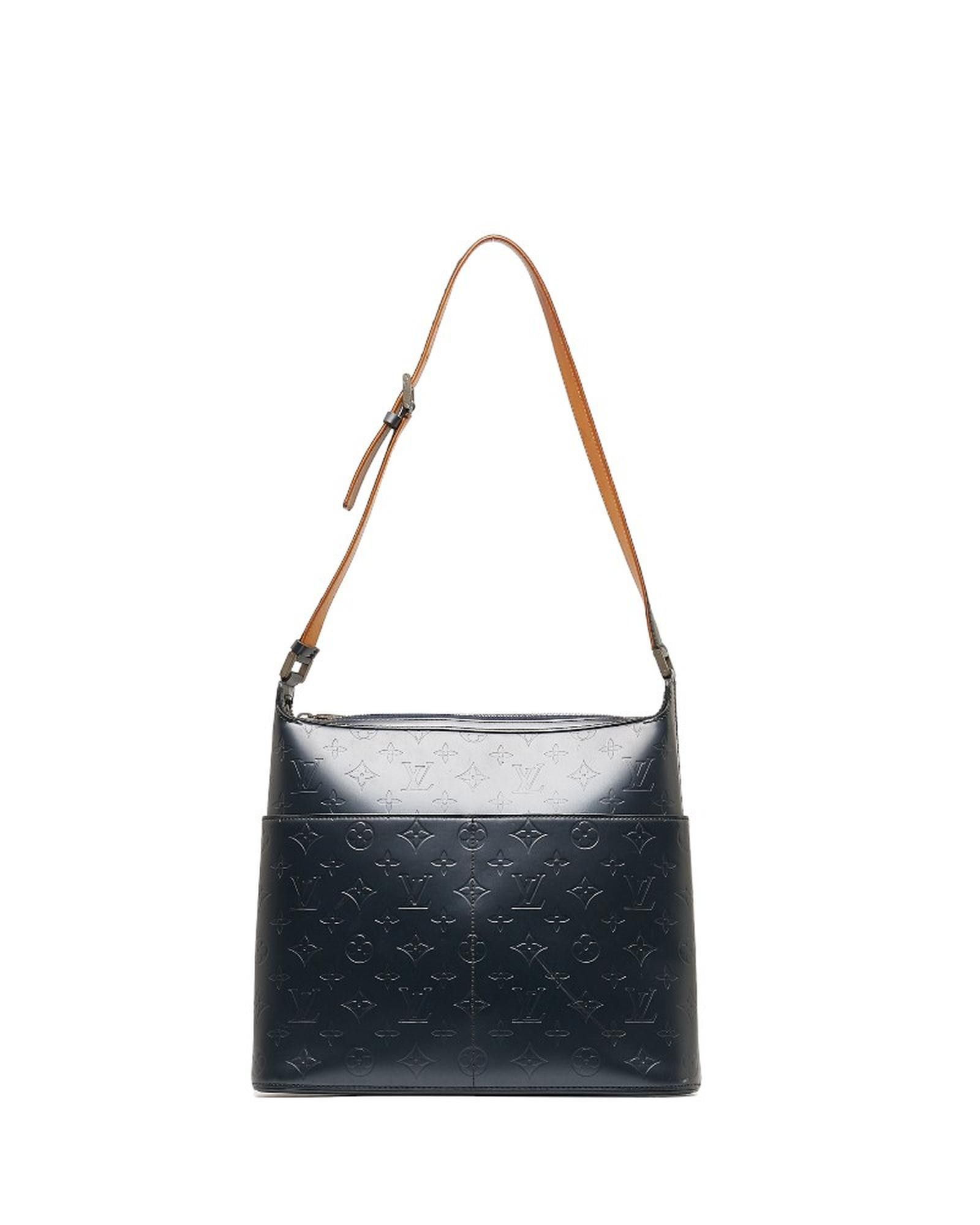 image of Louis Vuitton Blue Monogram Mat Sutter Bag In Ab Condition, Women's