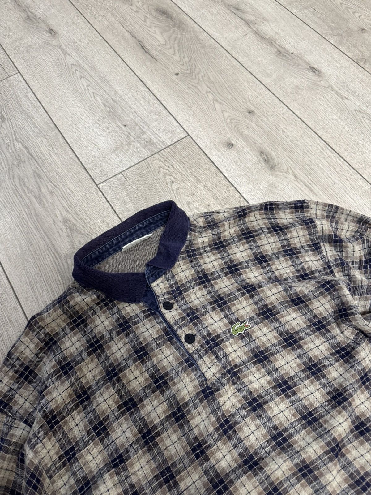 Lacoste Vintage Lacoste Checkered Shirt Long Sleeve distressed Polo Size US XL / EU 56 / 4 - 2 Thumbnail
