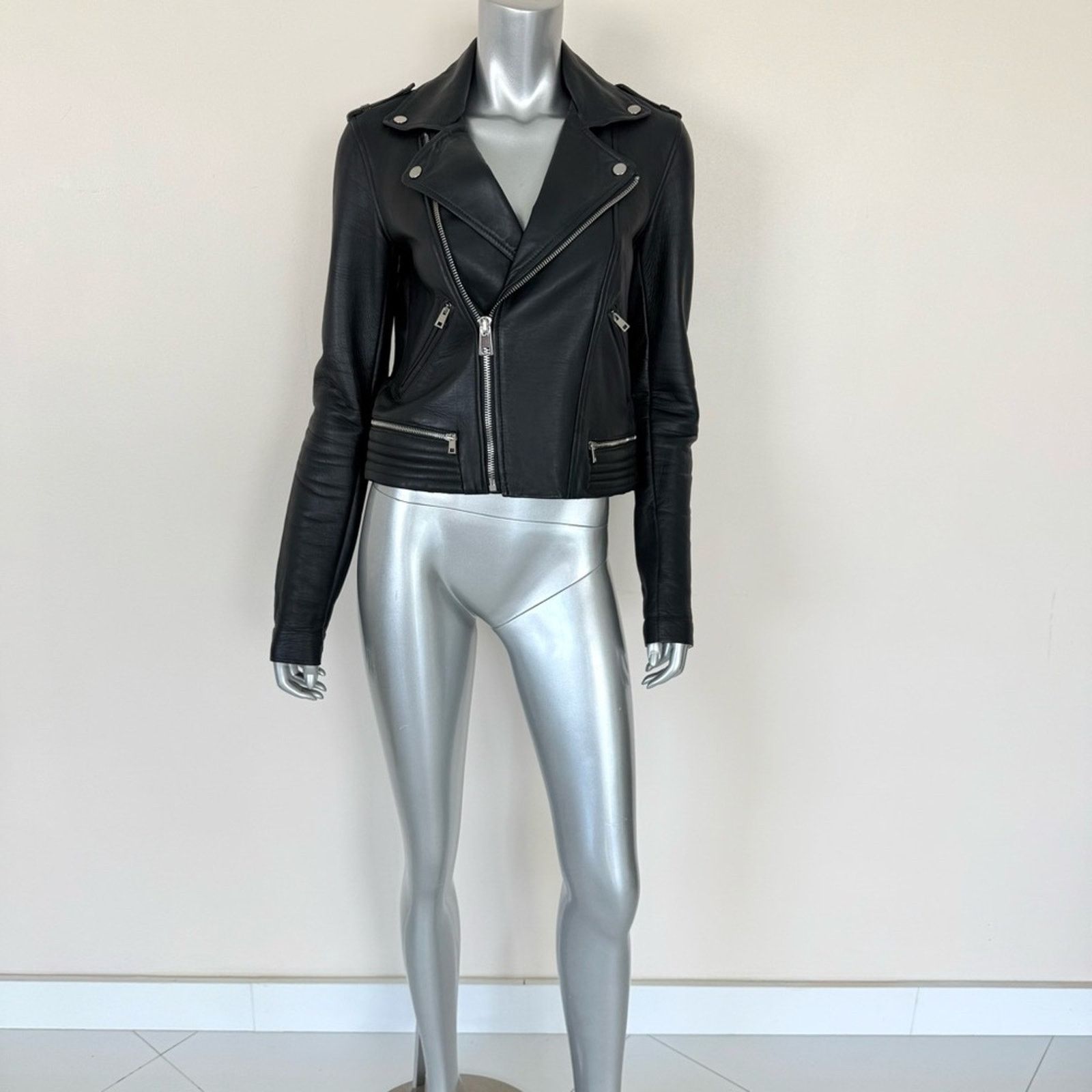 Maje MAJE leather navy women jacket size 36 FR or 6 US 750$ Size M / US 6-8 / IT 42-44 - 2 Thumbnail