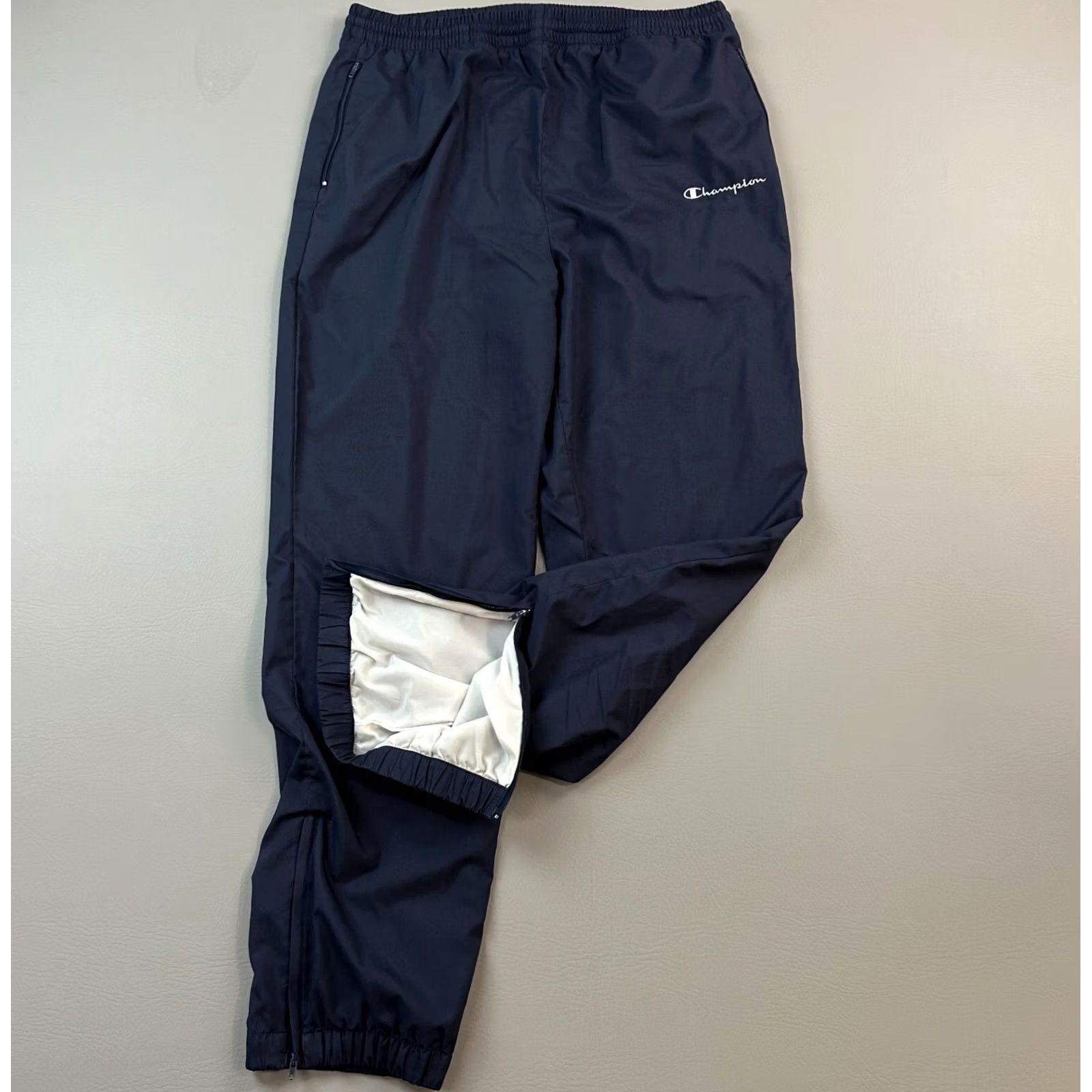 Champion VINTAGE Champion Pants Mens Small Blue Fleece Lined Ankle Zip Windbreaker Y2K Size US 29 - 2 Thumbnail