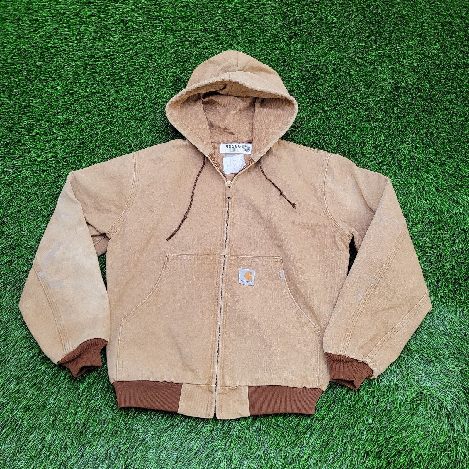 Vintage 90s CARHARTT Canvas Hoodie Women M/L 19x21 Faded USA 
