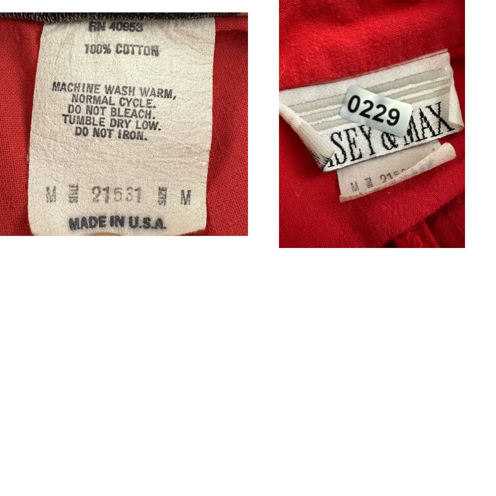 Vintage VINTAGE Casey & Max Womens Button-Up Shirt M Red 90s Retro Bohemian Army Grunge Casual Shirt Womens Medium Red Vintage Size M / US 6-8 / IT 42-44 - 9 Thumbnail