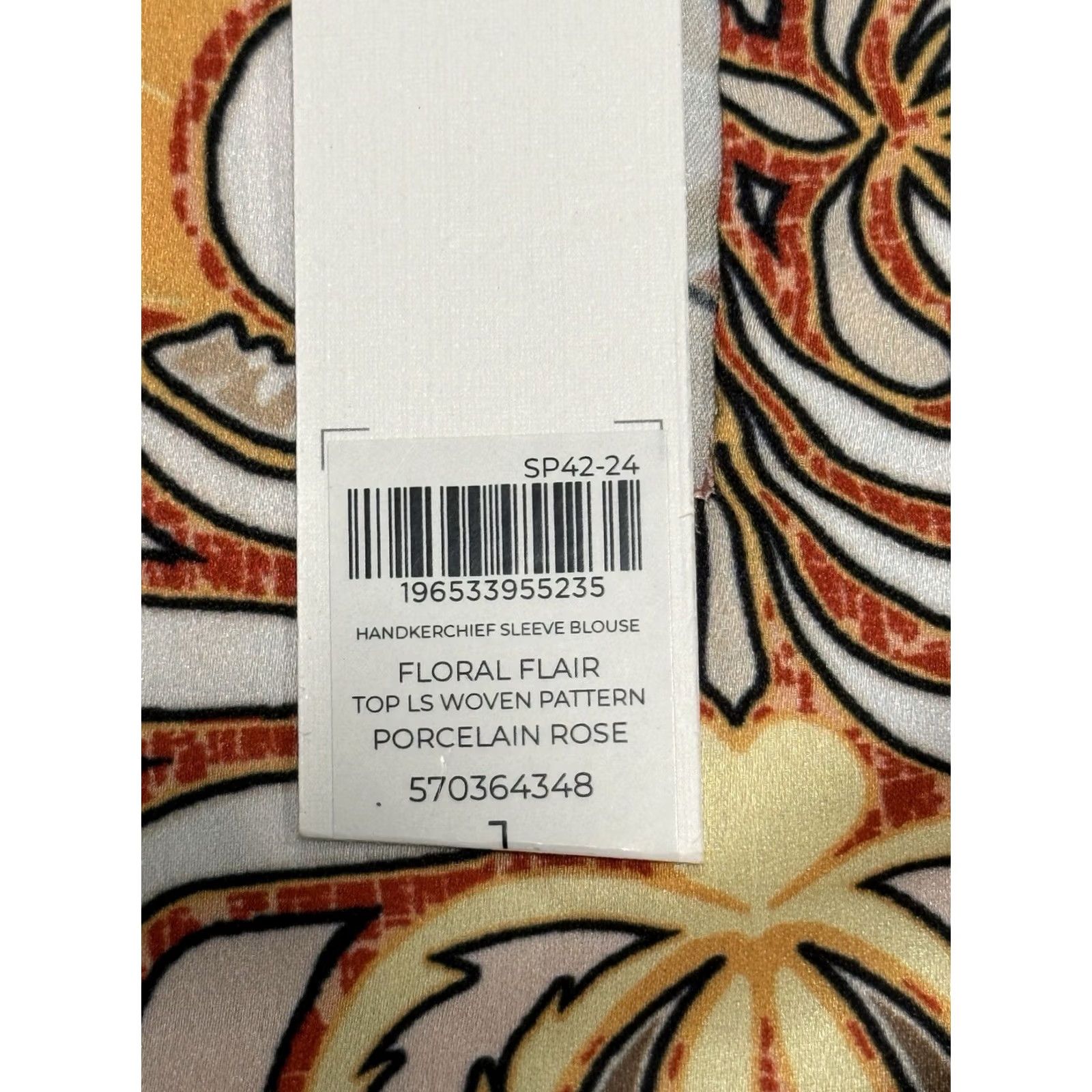 Vintage Chicos Blouse Porcelain Rose Floral Handkerchief Sleeves Size US 8 Women Size M / US 6-8 / IT 42-44 - 4 Thumbnail