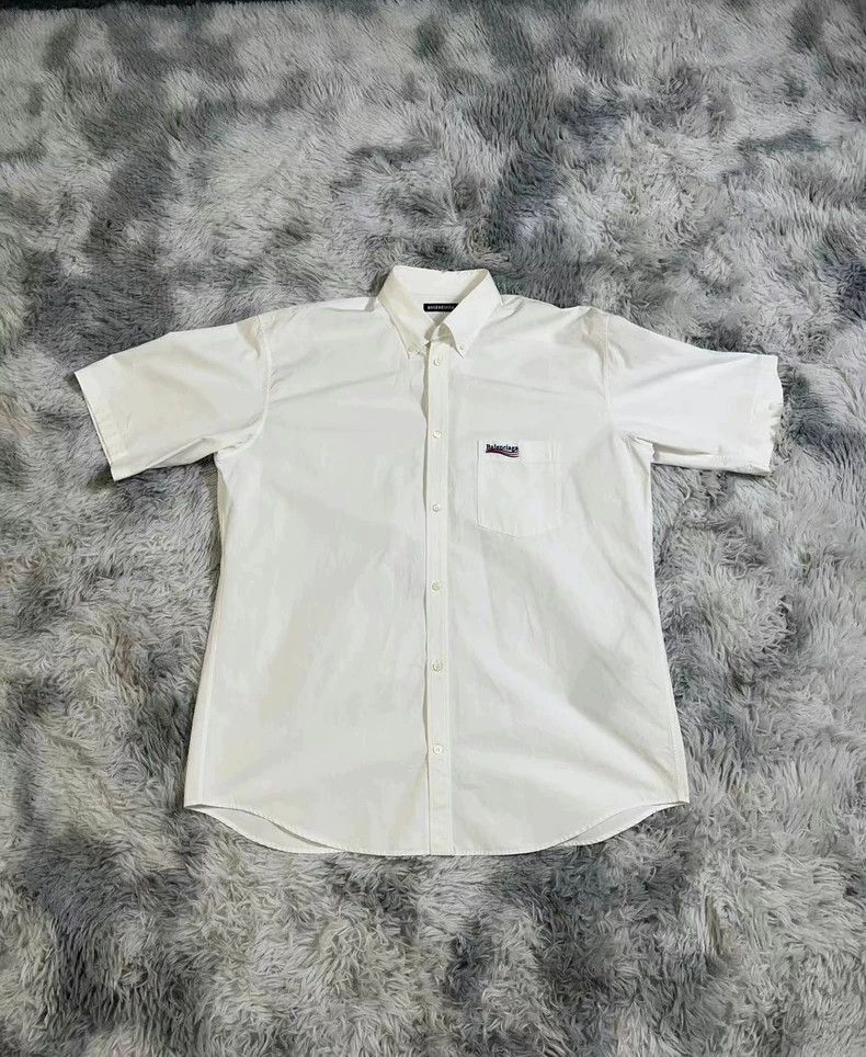 Balenciaga Balenciaga size 40 Embroidered Wave Shirt White Size US XXS / EU 40 - 1 Thumbnail