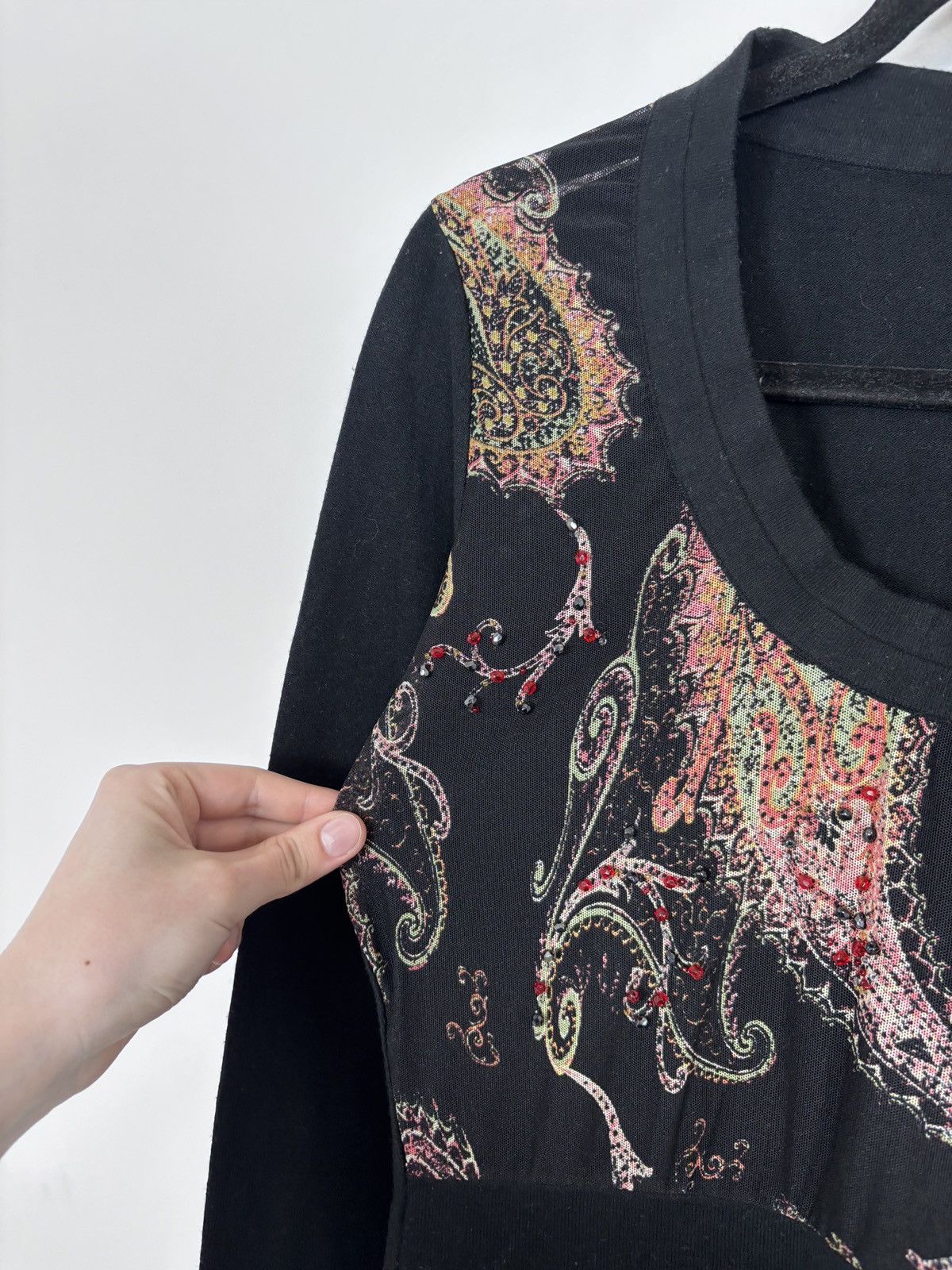 Roberto Cavalli Roberto Cavalli Vintage Women’s Rhinestones Long Sleeve Tee Size XL / US 12-14 / IT 48-50 - 5 Thumbnail