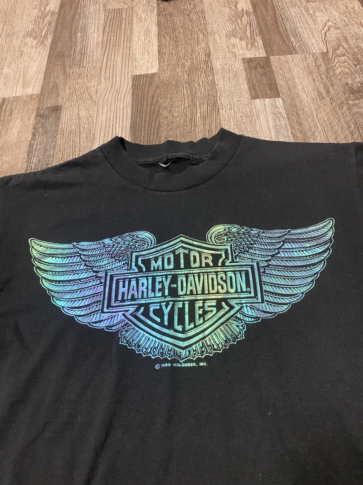 Harley Davidson Vintage 1990 Harley Davidson Single Stitch Iridescent Tee Size US M / EU 48-50 / 2 - 2 Thumbnail