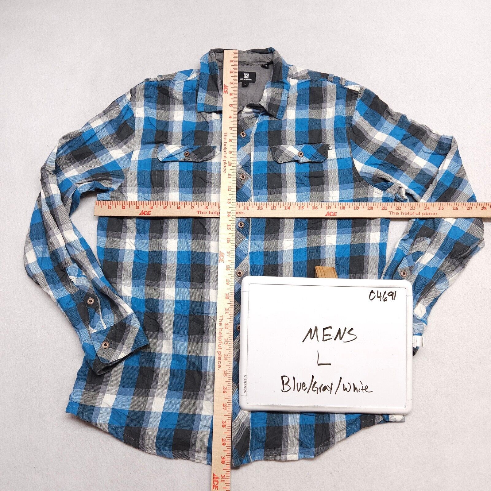 Ocean Current Ocean Current Gingham Flannel Button Shirt Mens Size L Blue Size US L / EU 52-54 / 3 - 6 Thumbnail