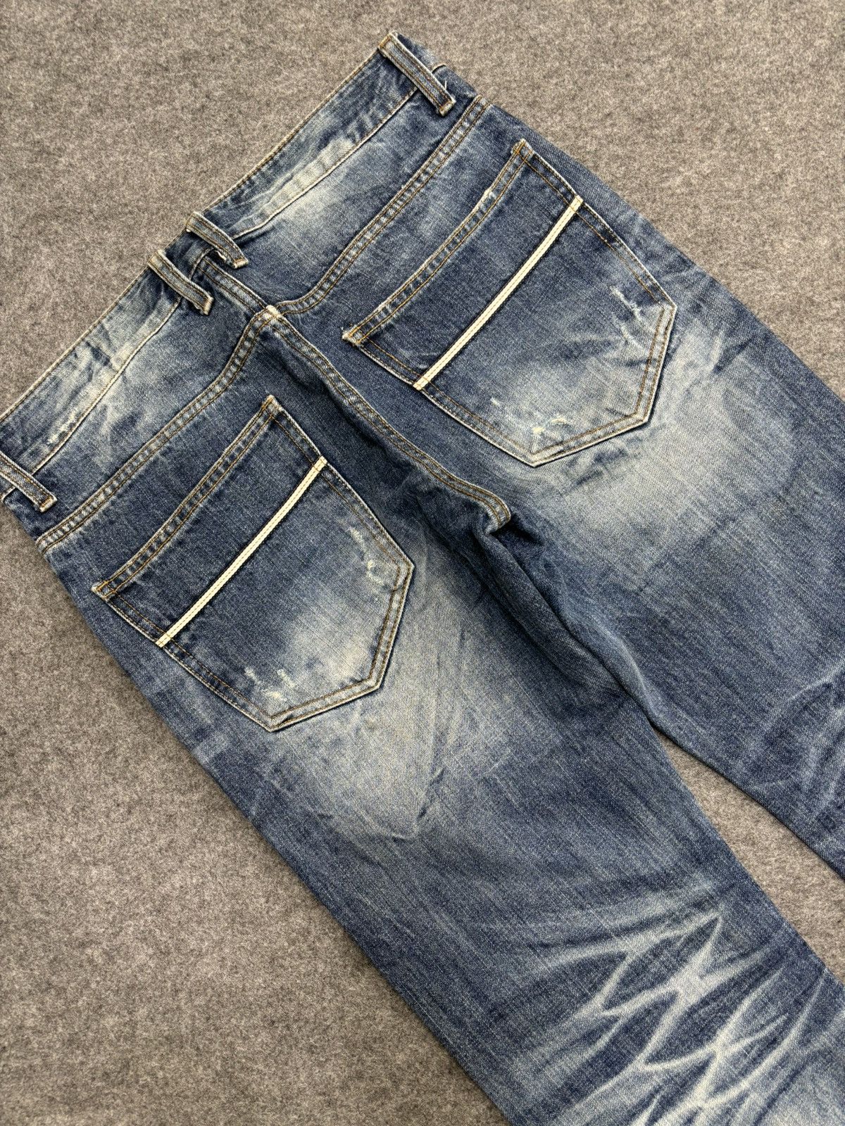 Japanese Brand 💥Sick Fades💥improves Distressed Heavy Art Fades Denim F534 Size US 33 - 16 Thumbnail