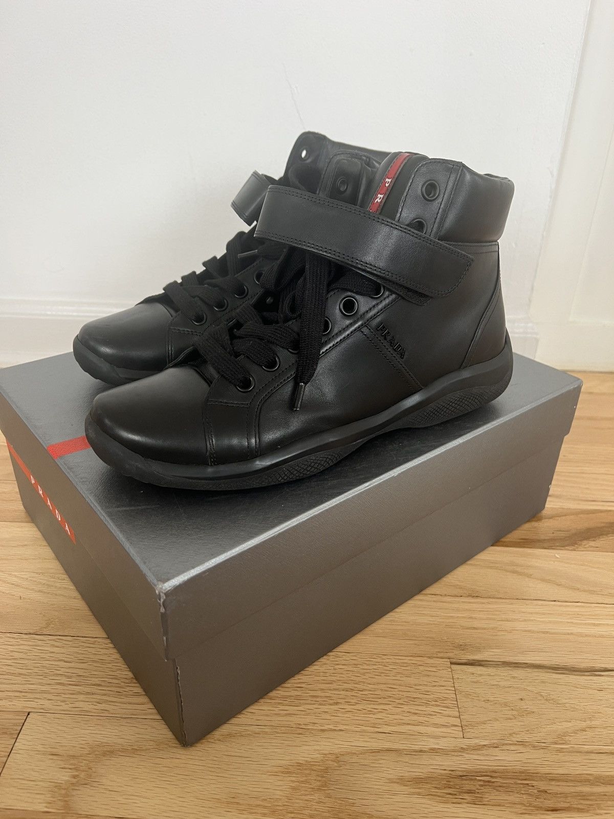 Prada PRADA Leather Americas Cup High-Top Sneaker Boots 4T2789 Size US 9.5 / EU 42-43 - 1 Thumbnail