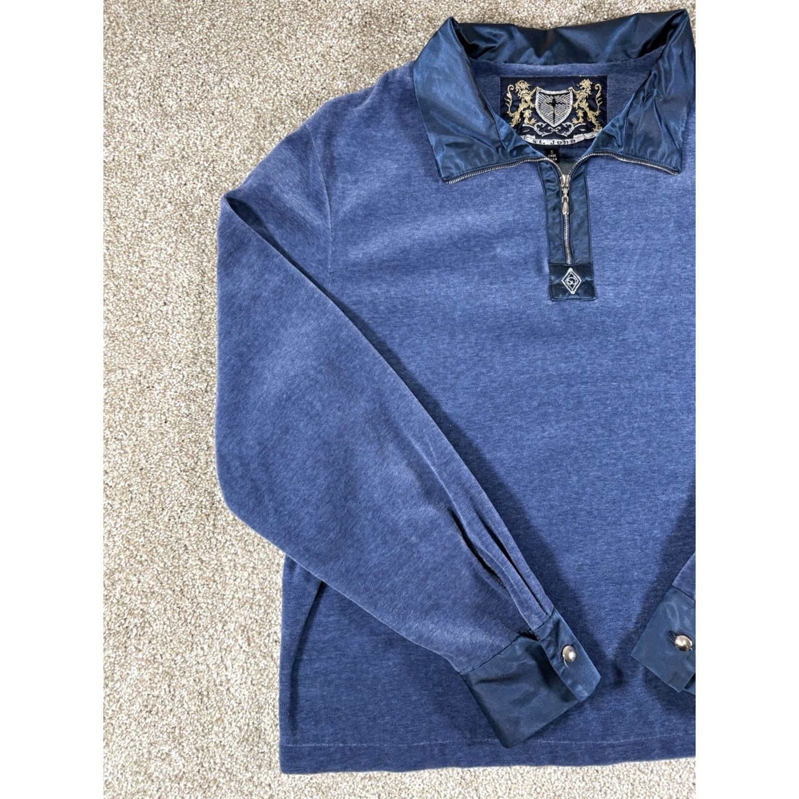 Velour VINTAGE ST. JOHN Sport Marie Gray 3-Piece Track Suit Blue Velour S Women Size S / US 4 / IT 40 - 3 Thumbnail