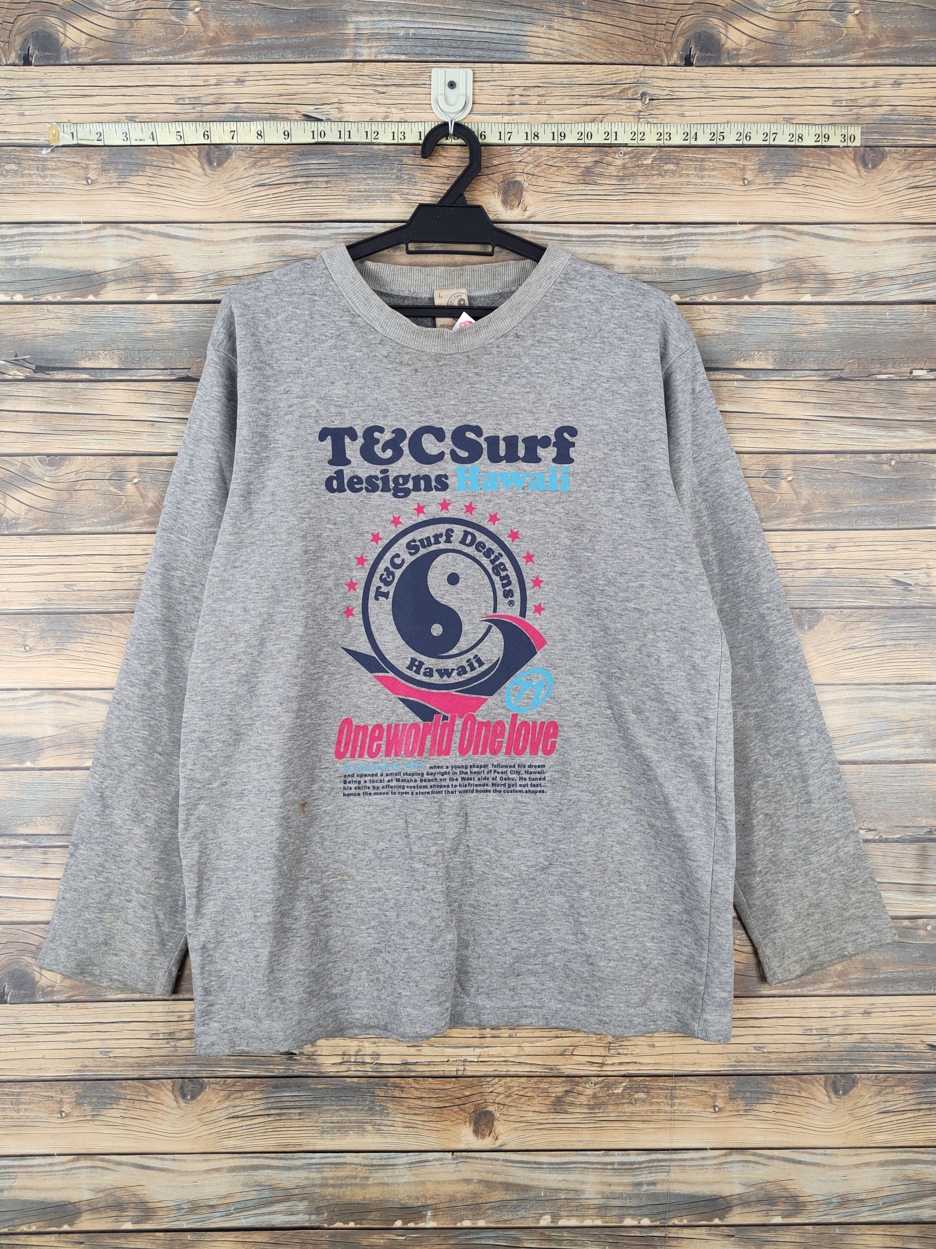 Japanese Brand T&C Surf Designs Gray Hawaii Sweatshirts #W1128 Size US L / EU 52-54 / 3 - 1 Thumbnail