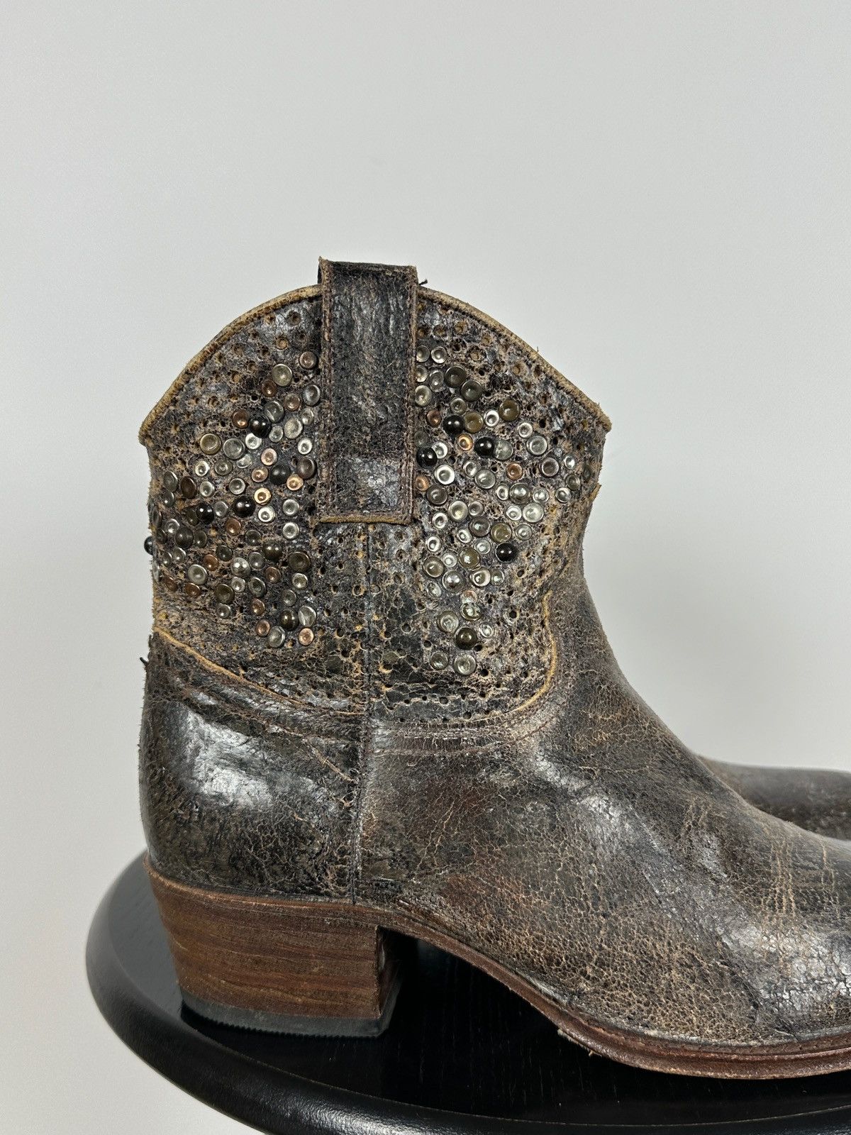 Sendra Sendra 8602 Brown Leather Studded Cowboy Biker Ankle Boots Size US 7.5 / IT 37.5 - 15 Thumbnail