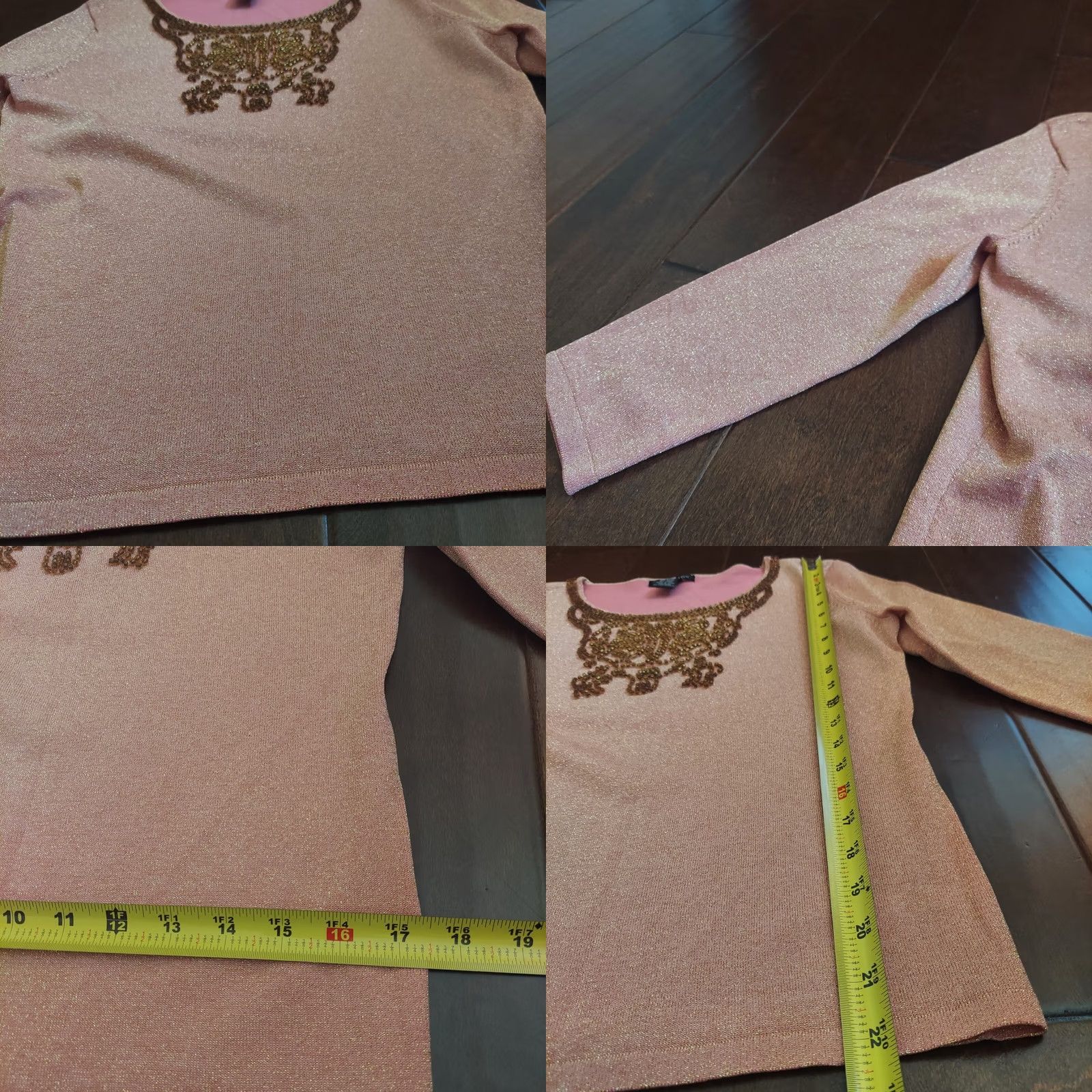 Madison Madison Blouse Shirt Pink Glitter Studded Bead Round Neck Long Sleeve Women's L Size L / US 10 / IT 46 - 10 Thumbnail