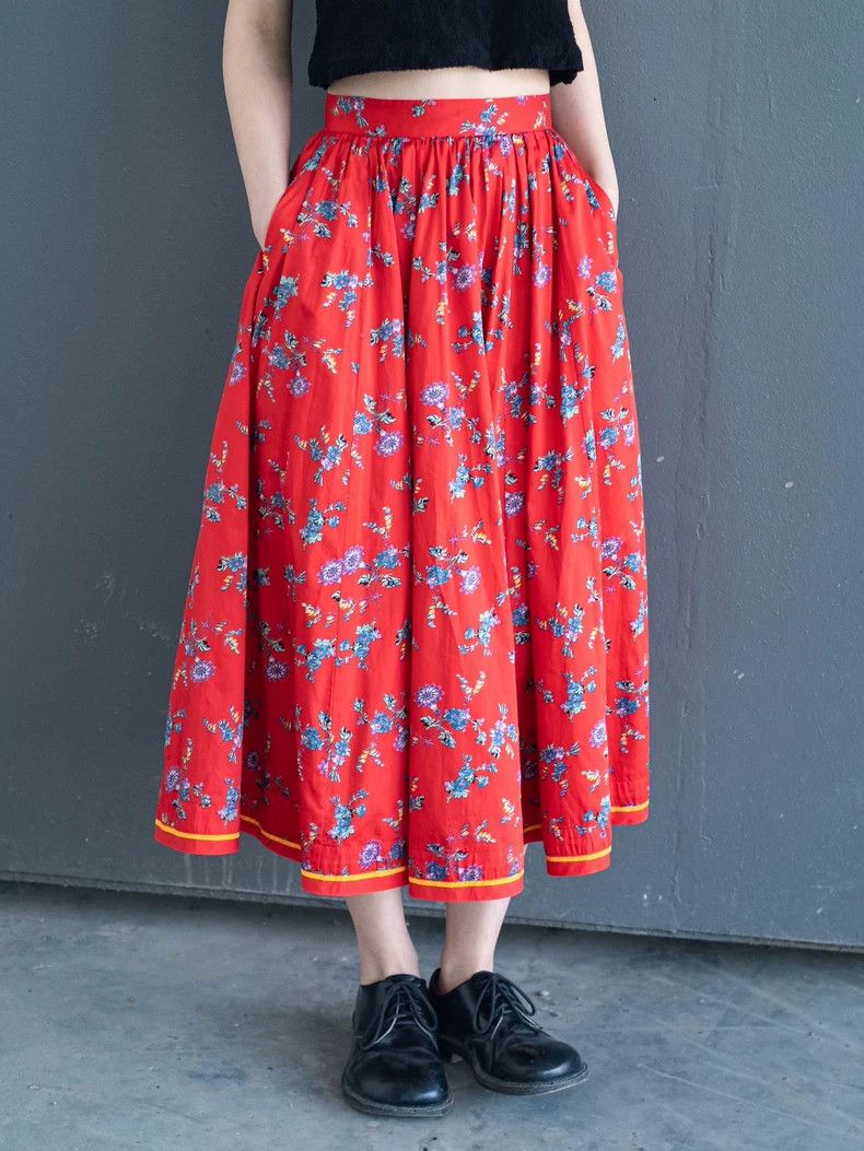 Kenzo KENZO sizeS Red floral big skirt hem half dress vintage Size 24" / US 00 / IT 34 - 6 Thumbnail