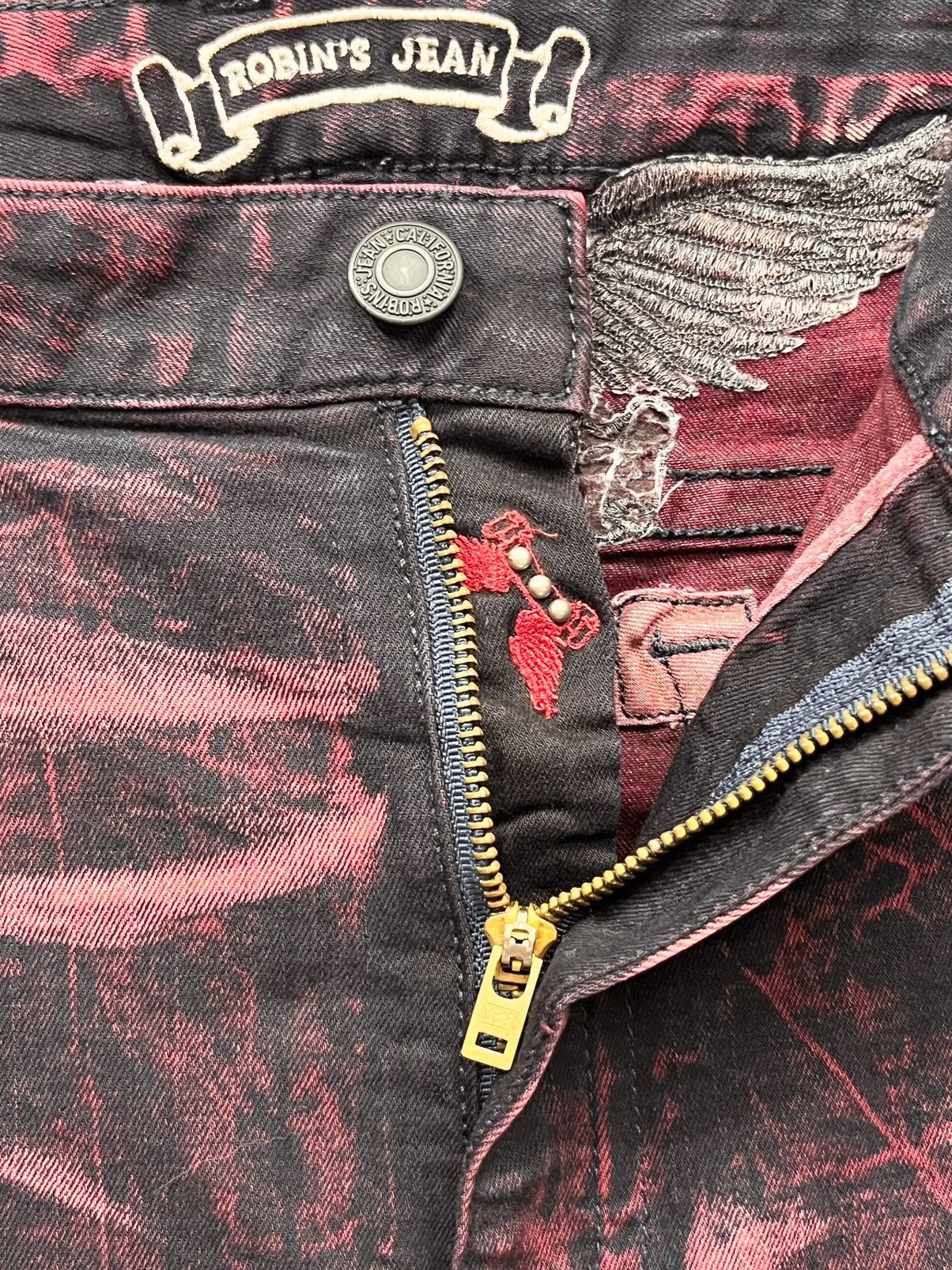 Robins Jeans 42” ROBINS JEANS Red Blood Acid Wash Ripped Stretchy Denim🔥 Size US 42 / EU 58 - 13 Thumbnail