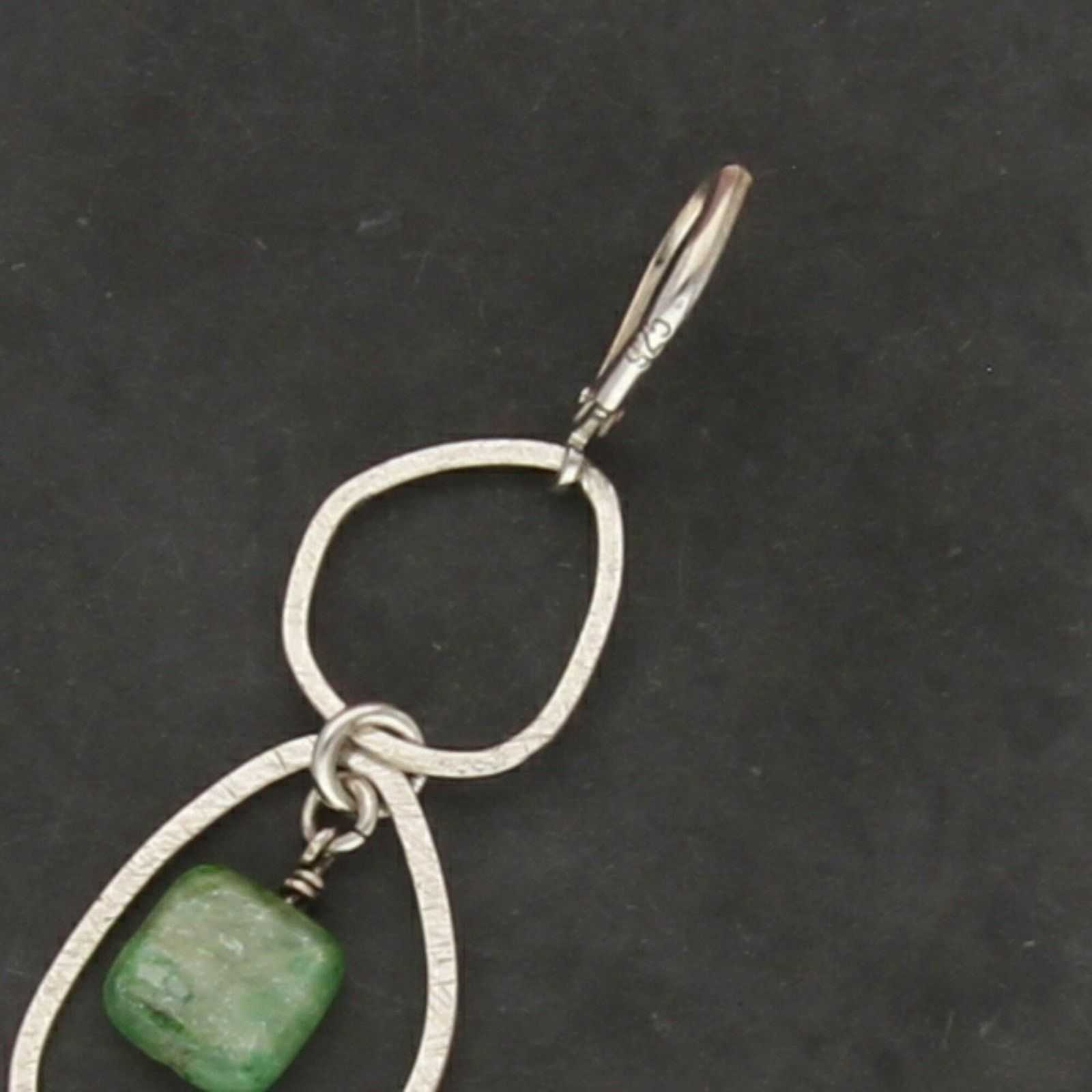 Sterling Silver sterling silver green jade dangle leverback earrings Size ONE SIZE - 3 Thumbnail
