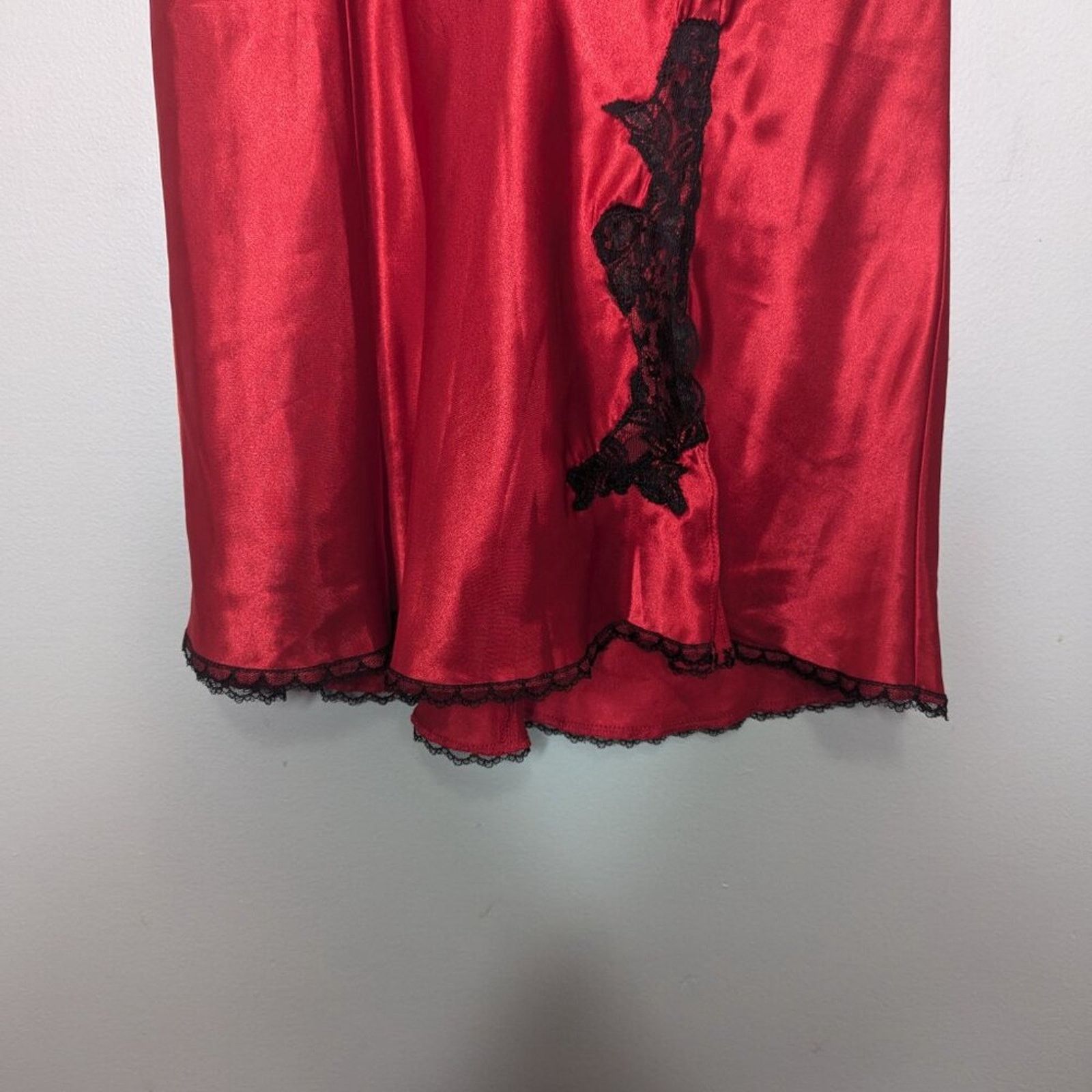 Vintage Frederick's of Hollywood Vintage Red Satin Slip Dress Lace Size L / US 10 / IT 46 - 7 Thumbnail