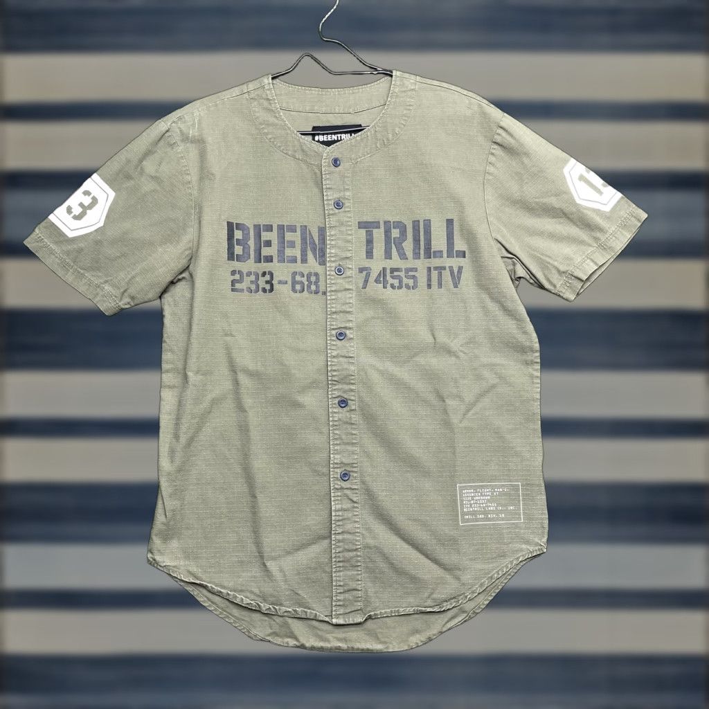 Been Trill BEEN TRILL Mens Short Sleeve Button-Up Shirt Streetwear Urban 13 Patch Green Cotton M Size US M / EU 48-50 / 2 - 1 Thumbnail