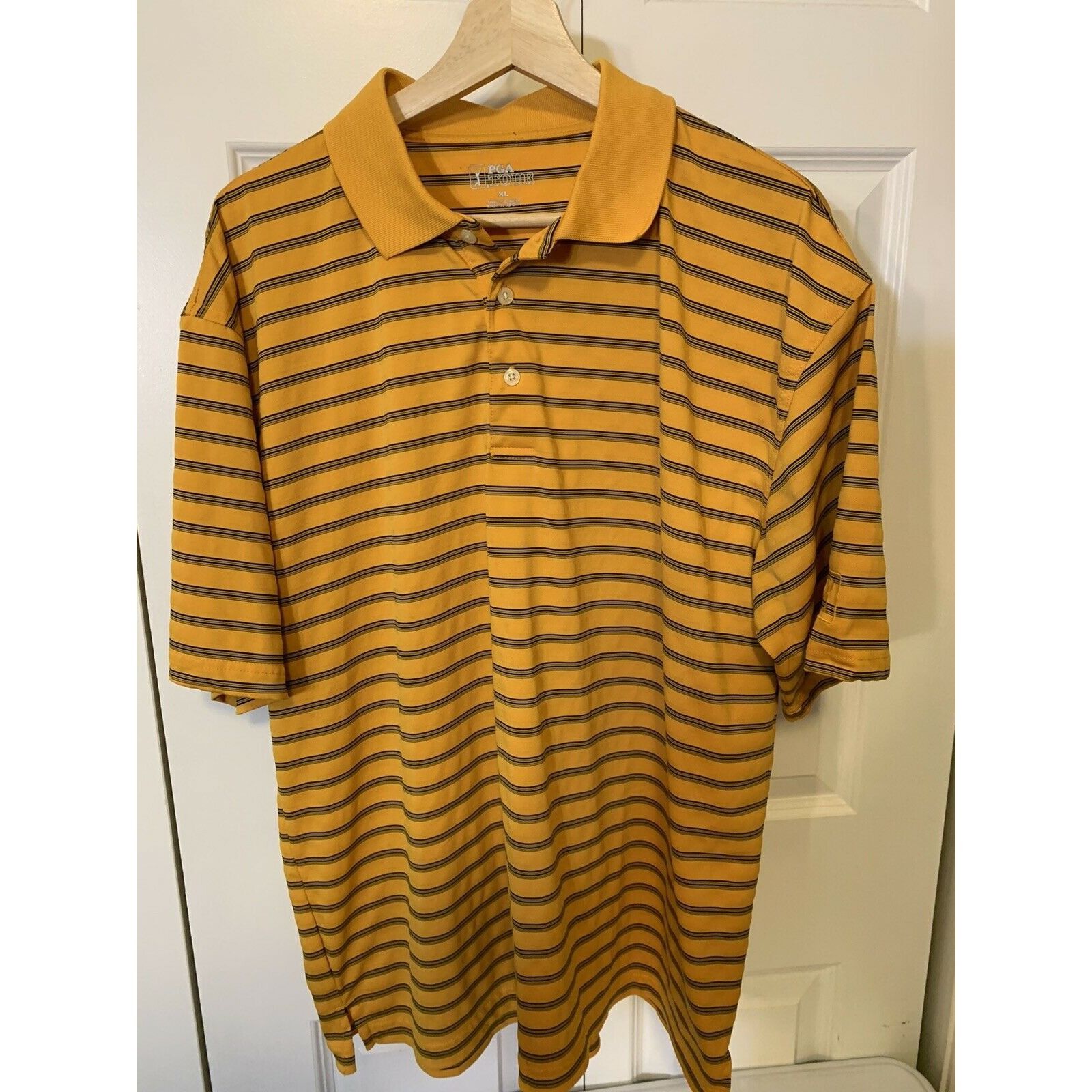 PGA Tour PGA Tour Golf Men’s Sz XL Mango Stripe Short Sleeve Polo Shi Size US XL / EU 56 / 4 - 5 Thumbnail