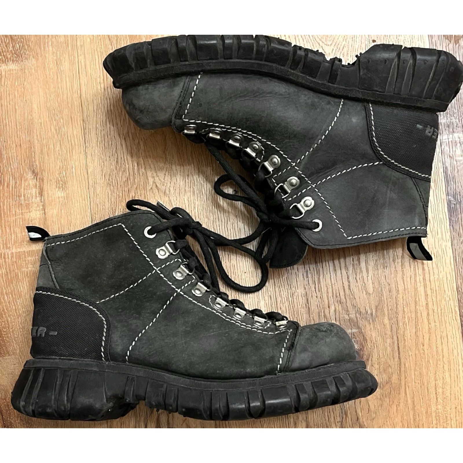 Vintage VINTAGE Bunker Boots Lace Up Combat Goth Grunge 12 H2F Men Boots Gray 90s Suede Leather? Size US 12 / EU 45 - 2 Thumbnail