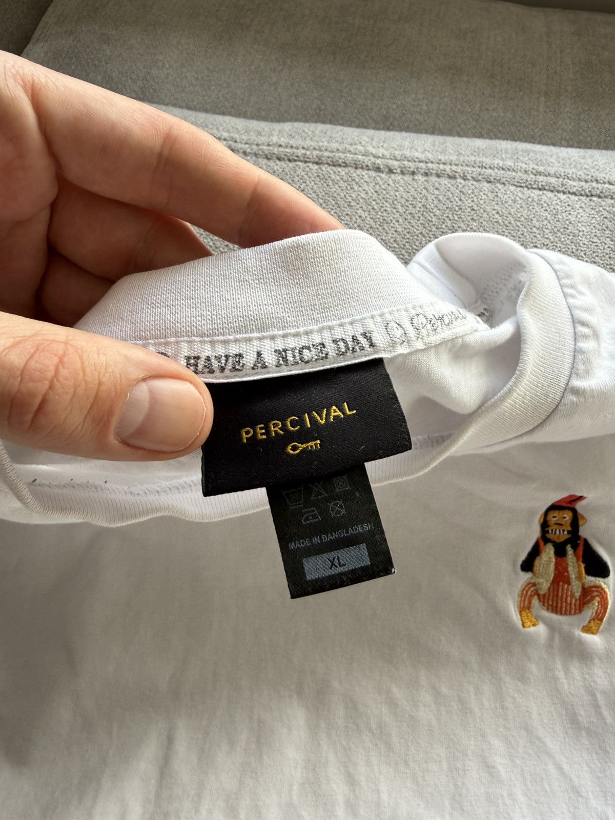 Percival Percival Monkey White T-Shirt Size US XL / EU 56 / 4 - 4 Thumbnail