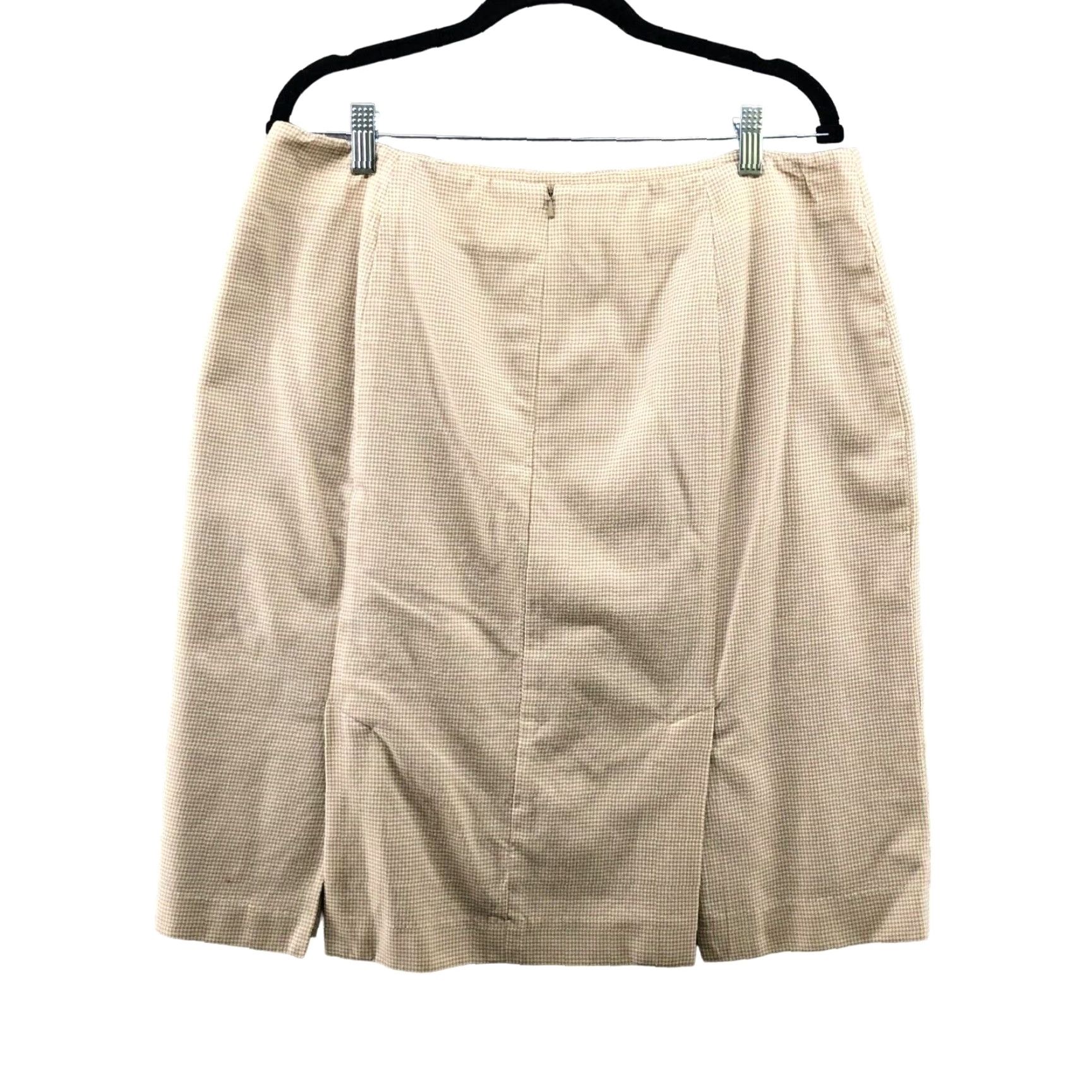 Lands' End Lands' End Wool Stretch Pencil Skirt Beige Size 16 Womens Knee Length Back Zip Plaid Plaid Workwear Formal Career Size 38" / US 16 / IT 52 - 2 Thumbnail