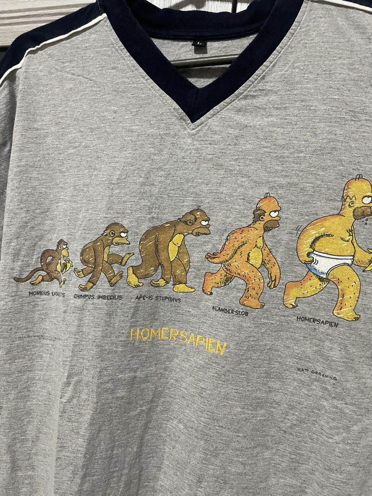 Vintage 1996 Vintage Homersapien Simpsons Gray Cartoon Tee L Size US L / EU 52-54 / 3 - 3 Thumbnail