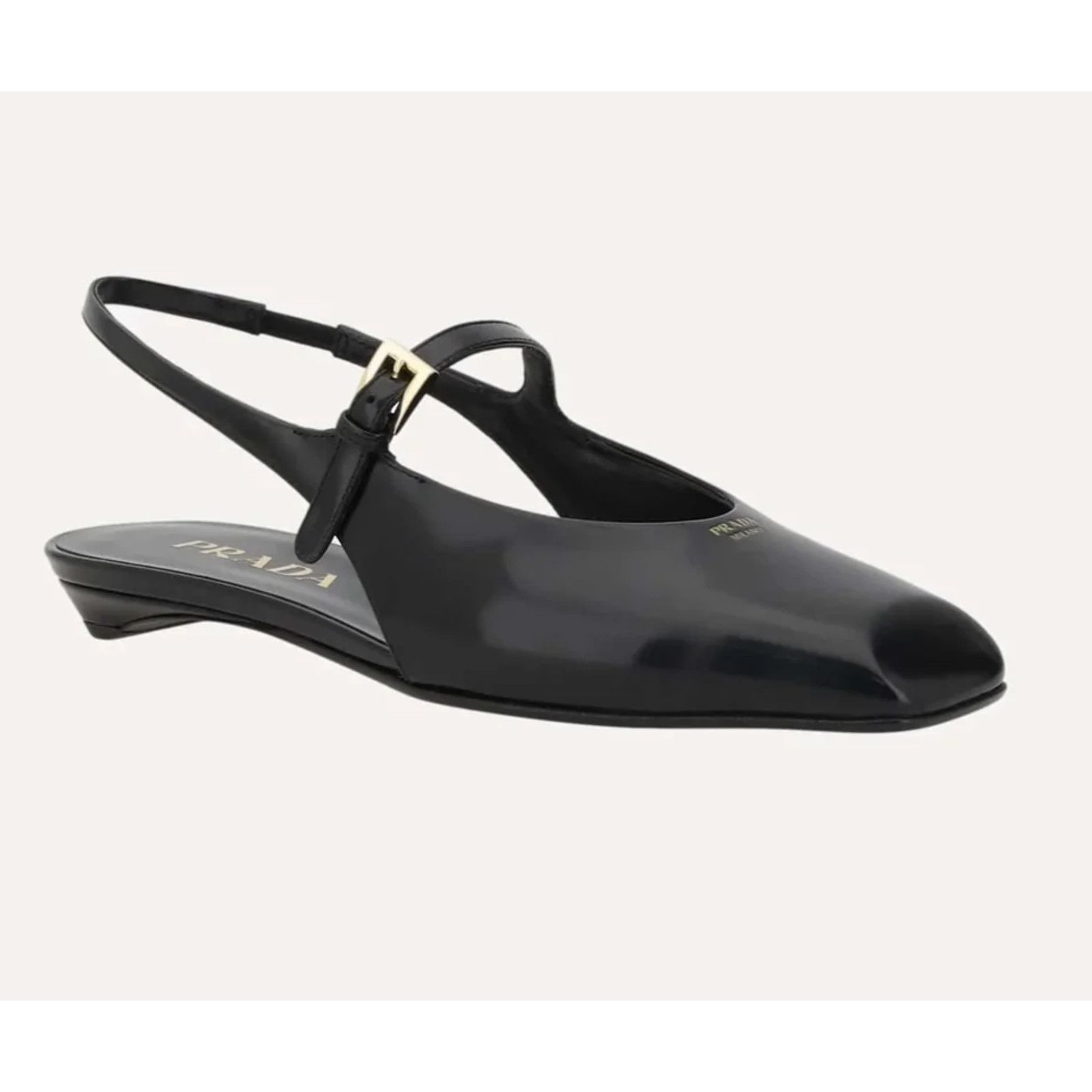 Prada Prada Black Leather Square Toe Mary Jane Slingback Flat 42 Size US 12 / IT 42 - 3 Thumbnail