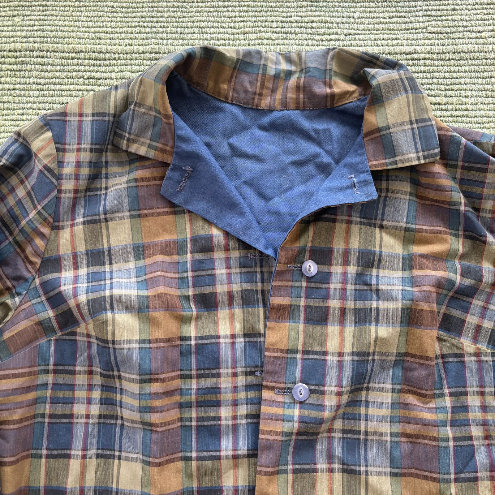 Other × Vintage Vintage 70s Plaid/Blue Reversible Blouse Shirt Jacket Sz M Size M / US 6-8 / IT 42-44 - 2 Thumbnail