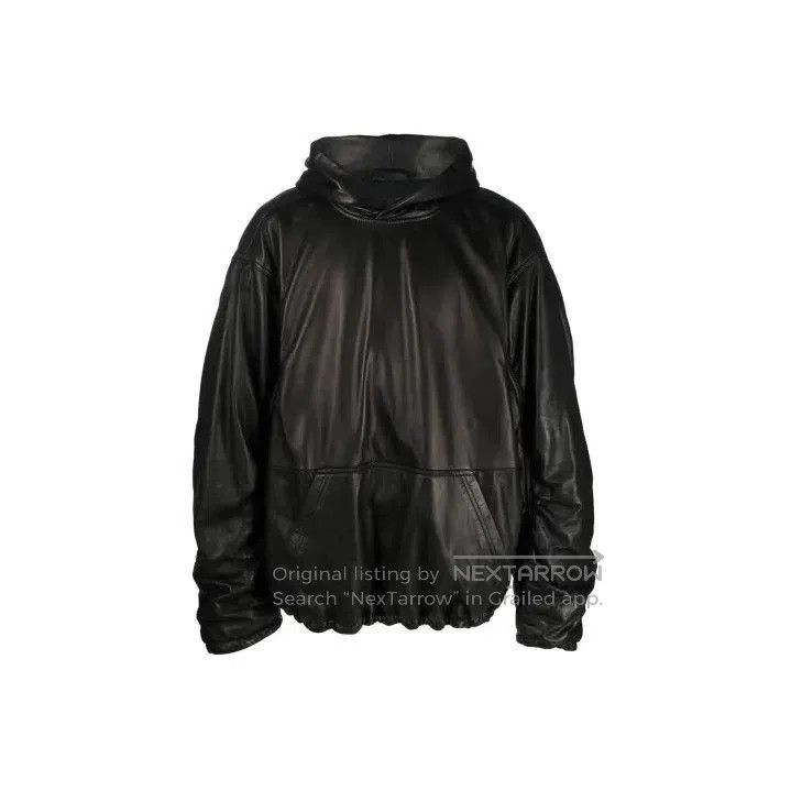 Balenciaga Balenciaga Black Hooded Leather Sweatshirt. Size US M / EU 48-50 / 2 - 1 Thumbnail