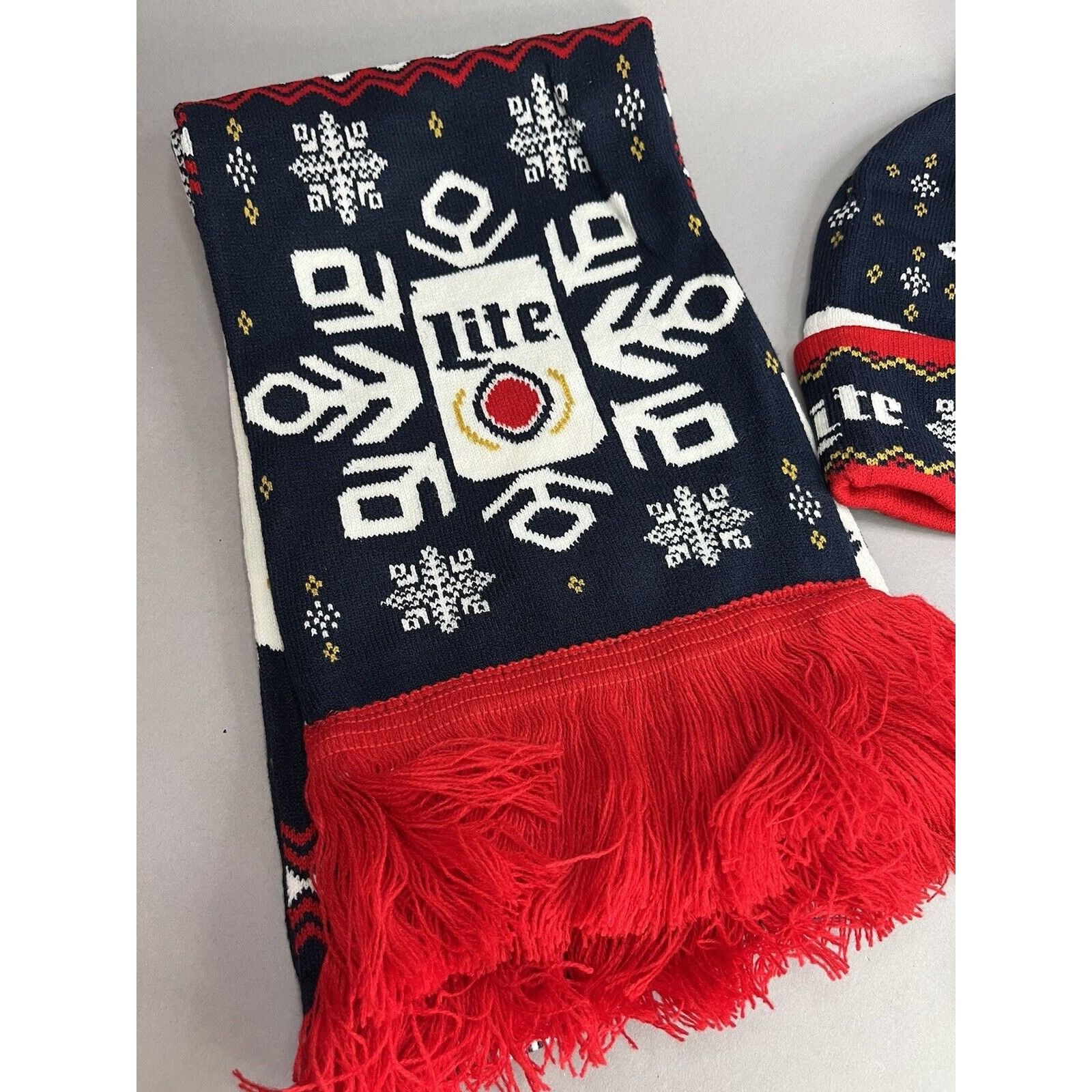 Other Miller Light Beer Knit Holiday Scarf Hat & Socks Ugly Christ Size ONE SIZE - 3 Thumbnail