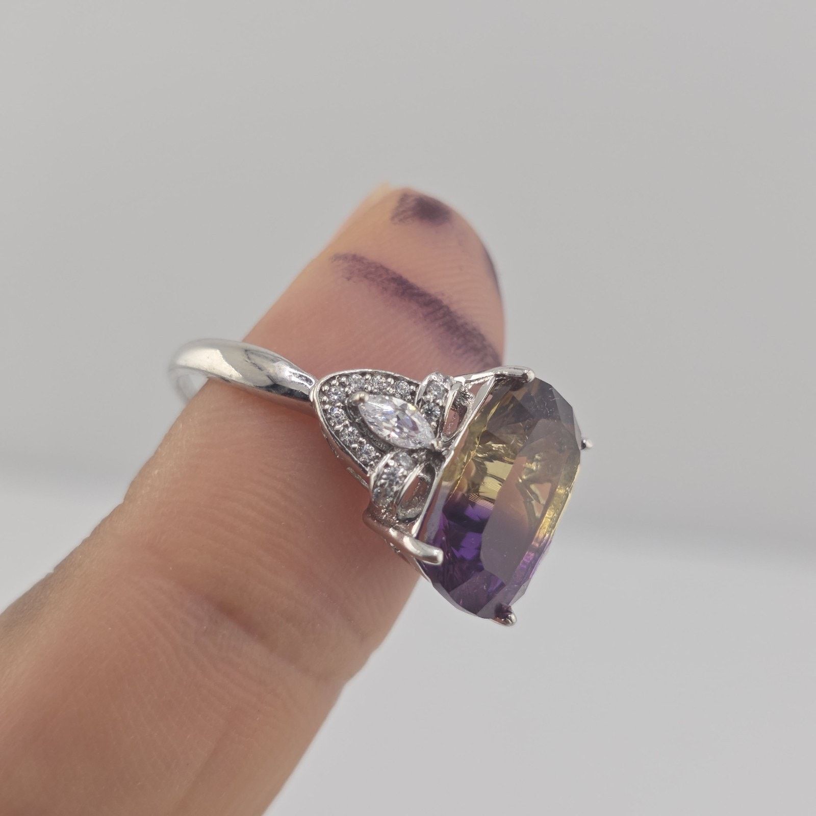 Other Sterling Silver Ametrine Ring 9.25 Cushion Purple Yellow Size ONE SIZE - 14 Thumbnail