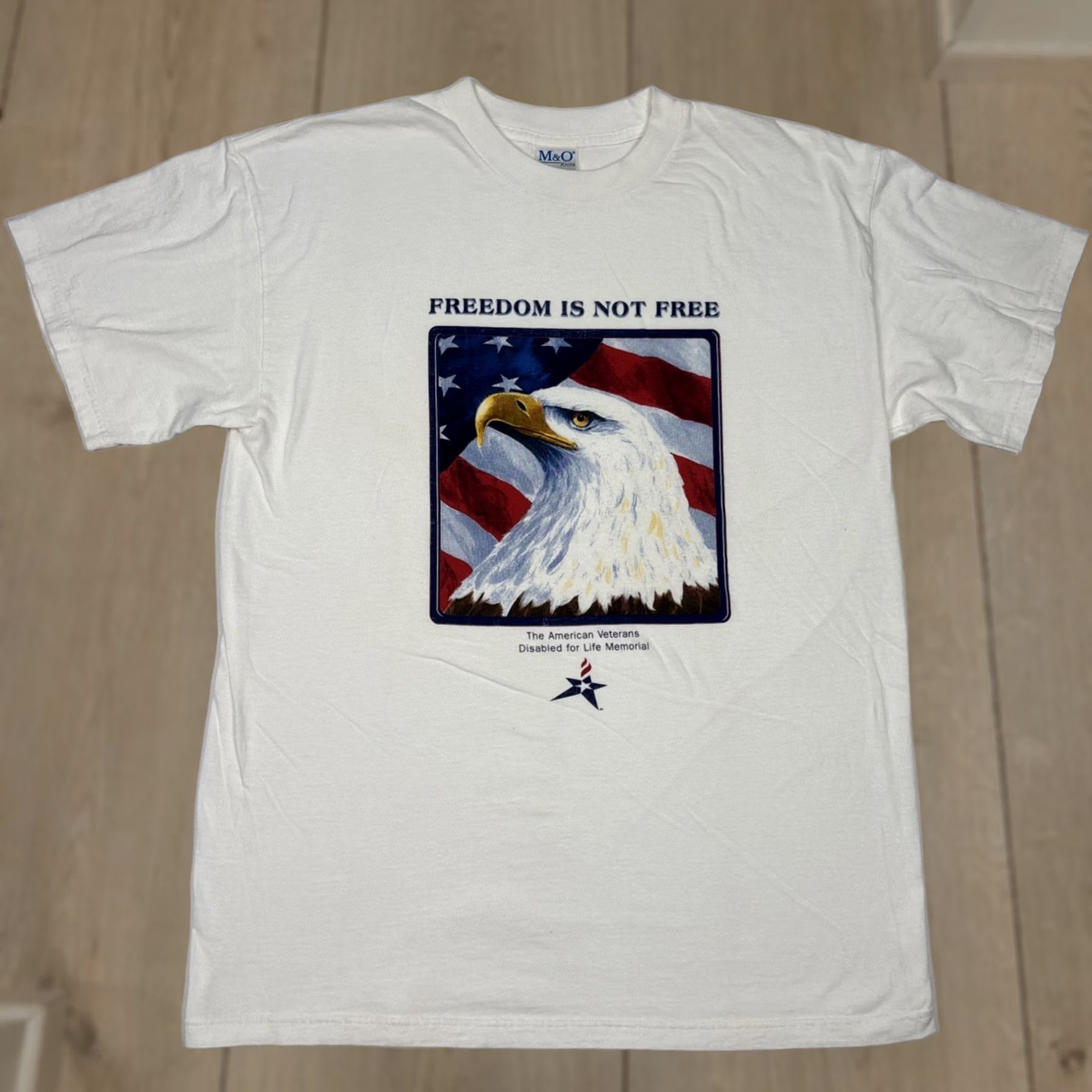 Vintage Vintage Freedom Is Not Free Shirt Men's L White USA Flag Eagle Veterans Graphic Size US L / EU 52-54 / 3 - 1 Thumbnail