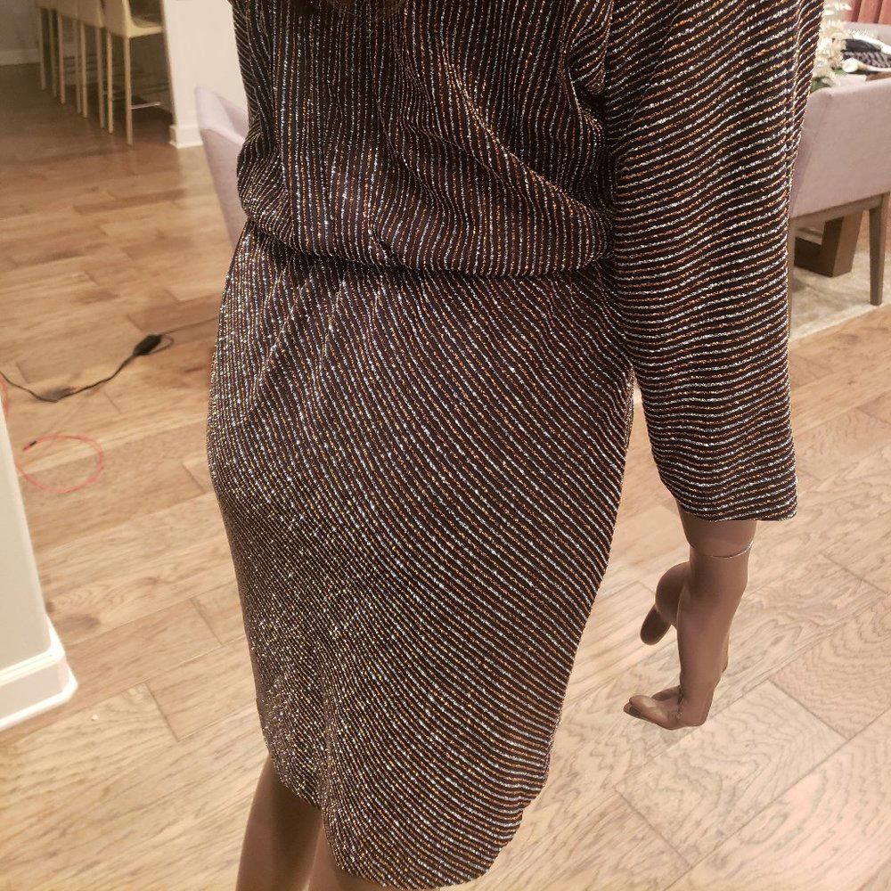 Designer Trina Turk Glitter Striped V-neck dress Size M / US 6-8 / IT 42-44 - 6 Thumbnail