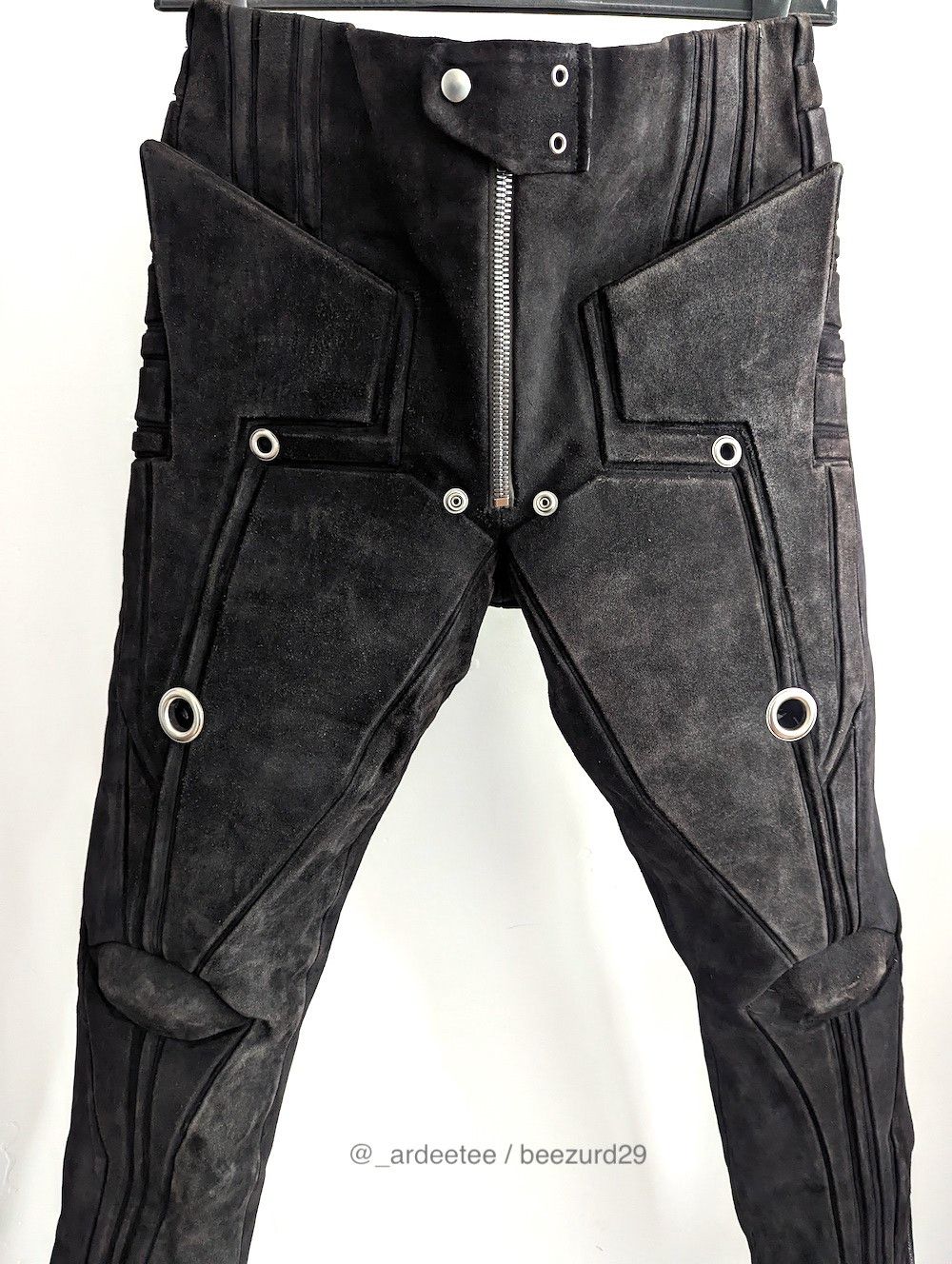 Rick Owens 💥UNRELEASED FW22 METROJOGGERS REVERSED LEATHER STROBE Size US 32 / EU 48 - 2 Thumbnail